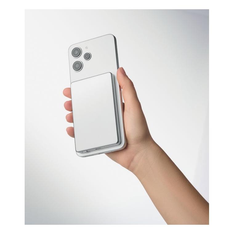 Baterie externă magnetică de 5000 mAh cu încărcare wireless de 15 W Core Argintiu mat