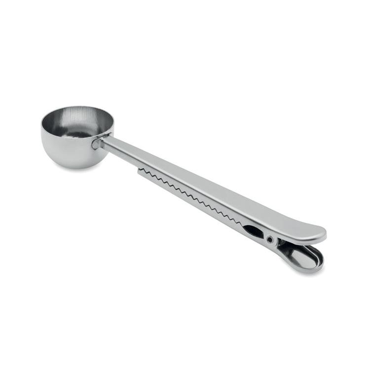 Lingură dozatoare pentru cafea cu clemă pentru închiderea pungii Spooncoop Argintiu