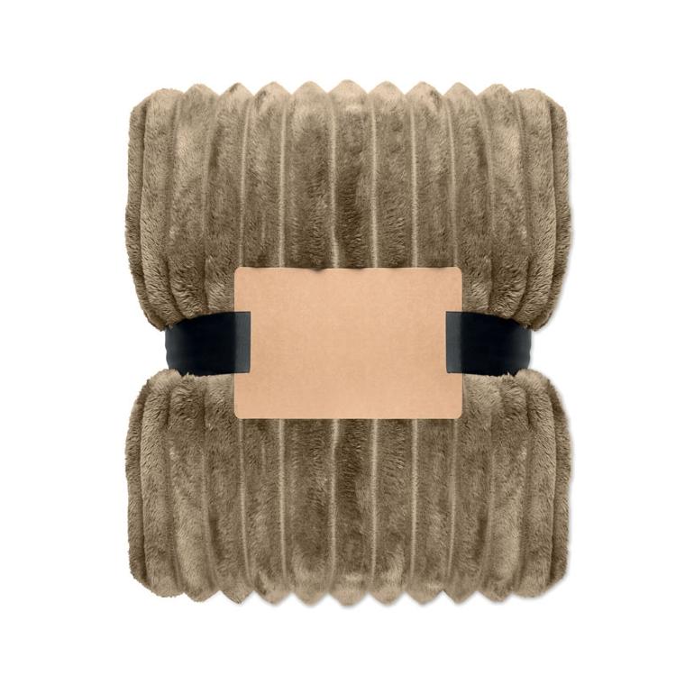 Pătură cu dungi din fleece RPET Nieve Kaki