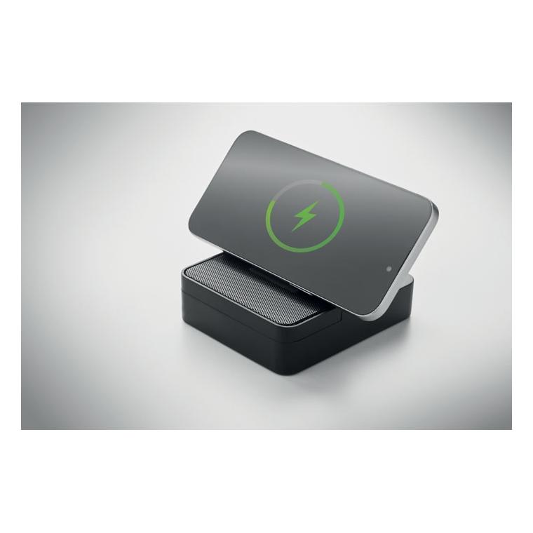 Boxă wireless cu încărcător wireless de 15 W Chargebeat Negru