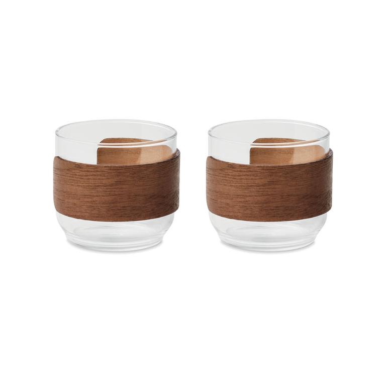 Set de pahare pentru cafea cu manșon din lemn de nuc Bogota Set
