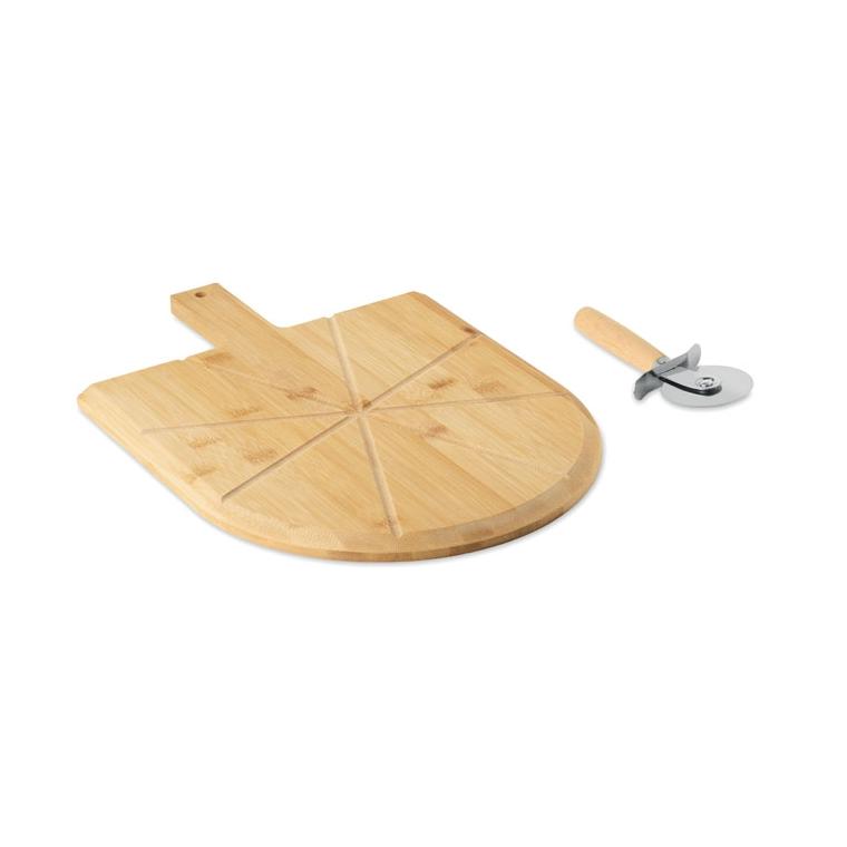 Set pentru pizza cu tavă și cuțit din bambus Napolitana