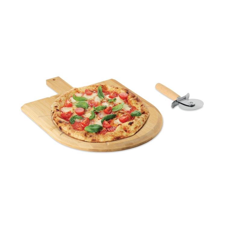 Set pentru pizza cu tavă și cuțit din bambus Napolitana Natur