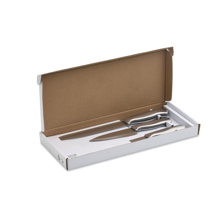 Set de 3 cuțite din oțel inoxidabil Cocinero Argintiu