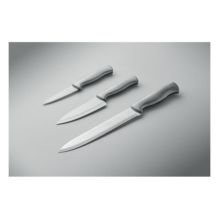 Set de 3 cuțite din oțel inoxidabil Cocinero Argintiu