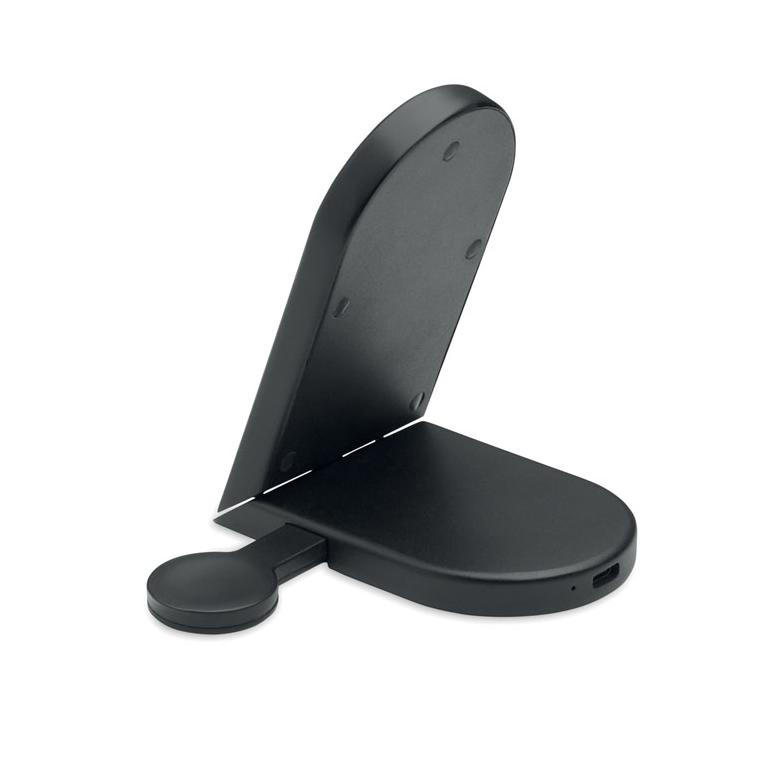 Stație de încărcare pliabilă 3 în 1, 15 W Elasti Negru