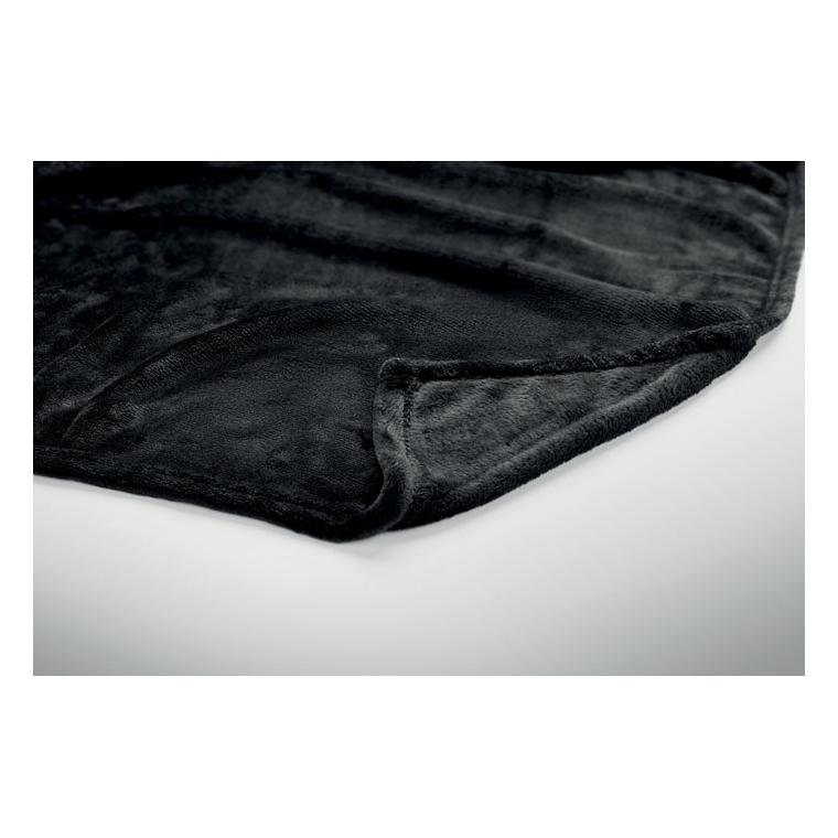 Set cadou cu pătură din fleece și 2 căni Agradable Negru