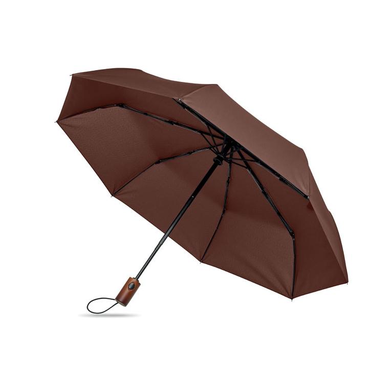 Umbrelă automată pliabilă de 21 inch, cu mâner din lemn Rayna Fold