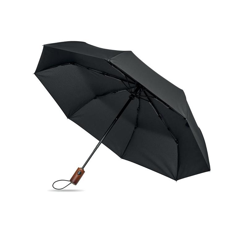 Umbrelă automată pliabilă de 21 inch, cu mâner din lemn Rayna Fold