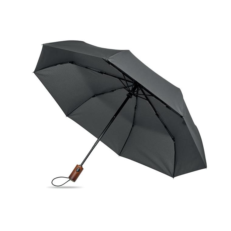 Umbrelă automată pliabilă de 21 inch, cu mâner din lemn Rayna Fold