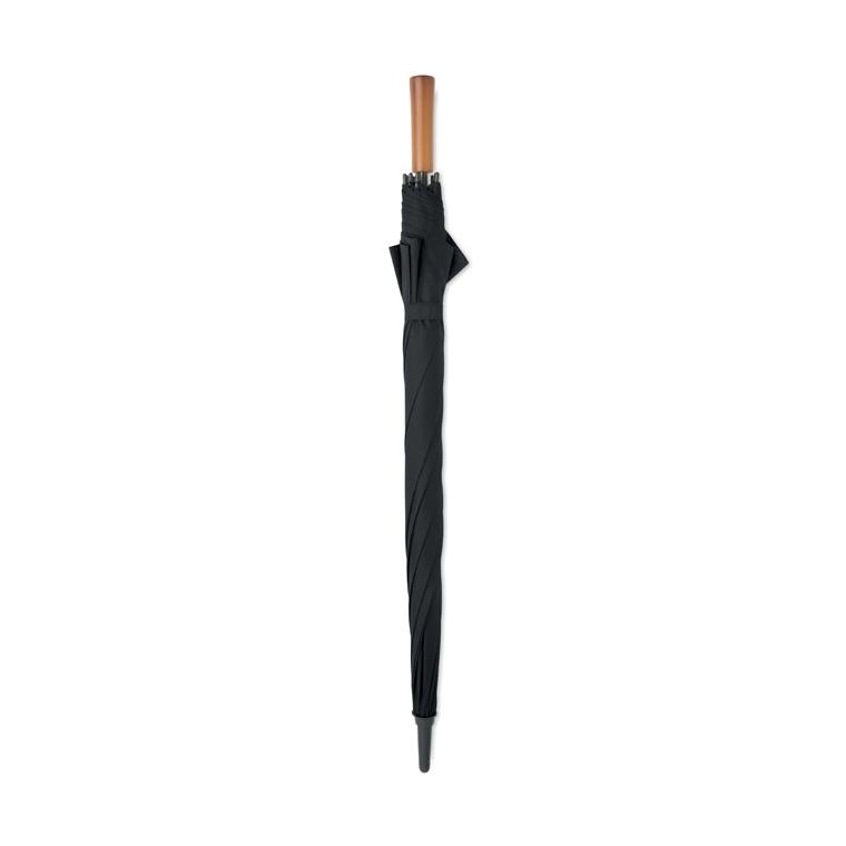 Umbrelă automată de 27 inch, cu mâner din lemn Rayna Negru