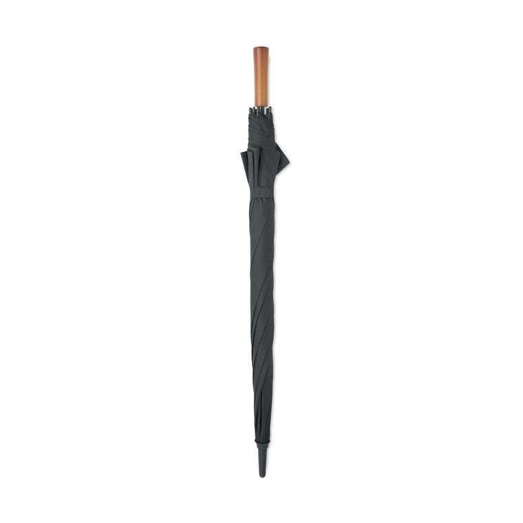 Umbrelă automată de 27 inch, cu mâner din lemn Rayna Gri închis