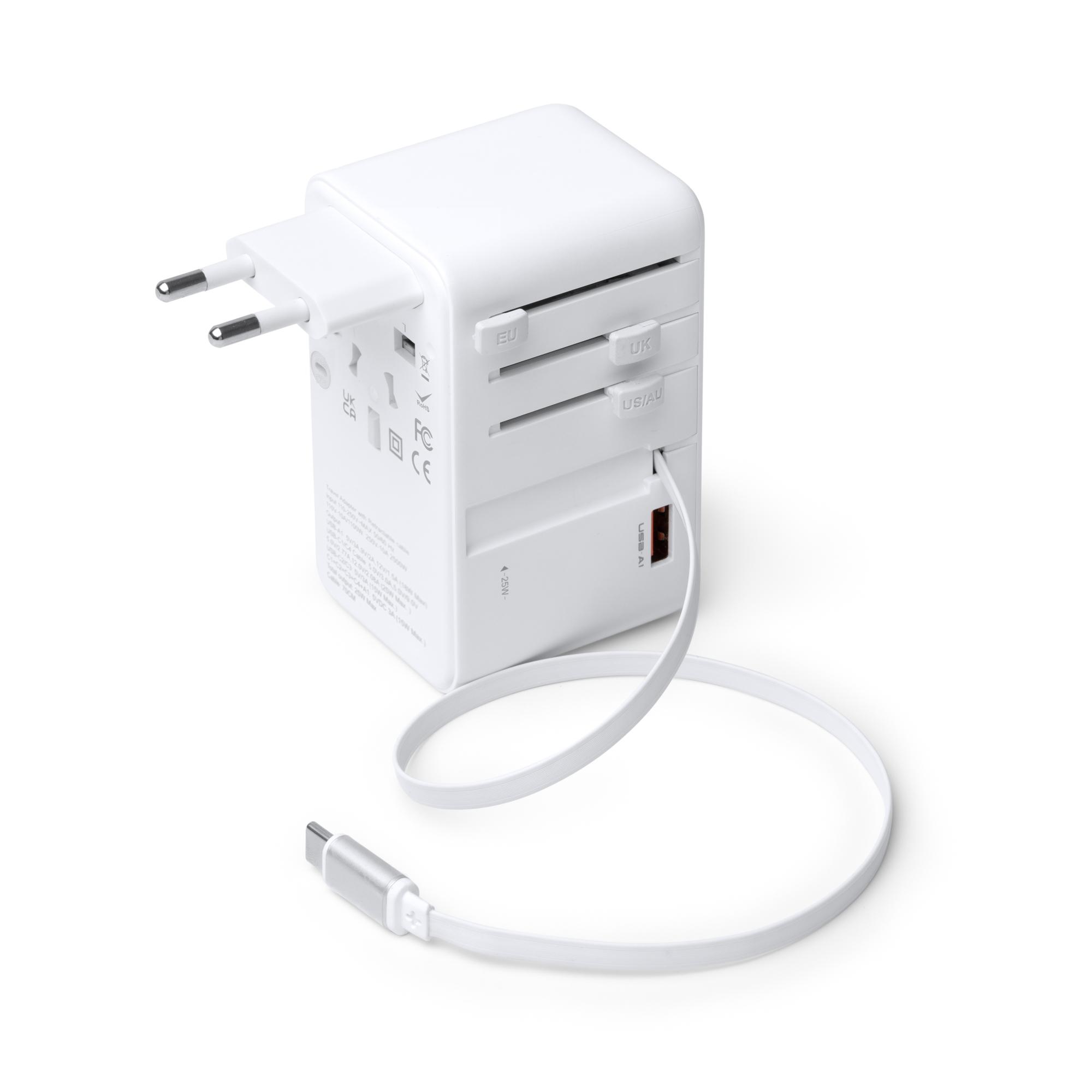 Adaptor călătorie Nexar ALB Marime universala