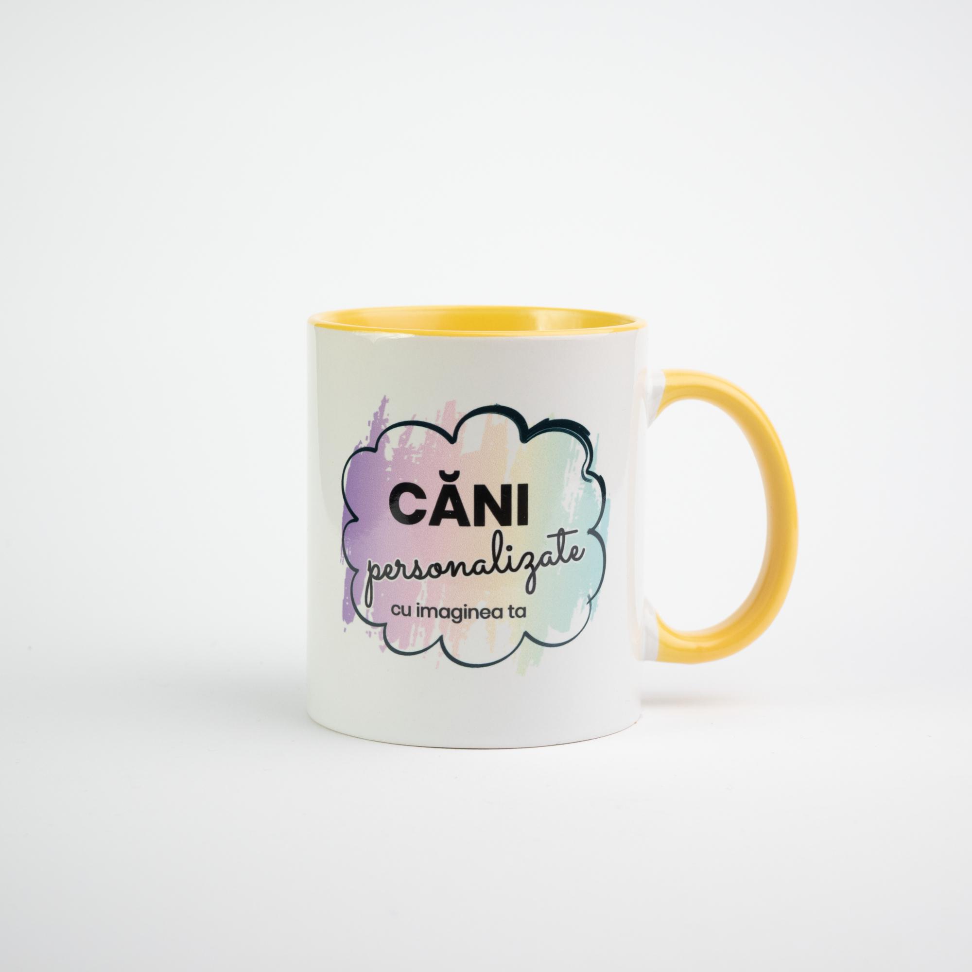 Căni cilindrice interior și toartă color personalizate prin sublimare