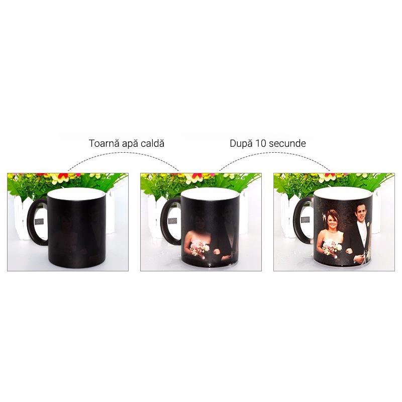 Căni termosensibile personalizate prin sublimare NEGRU