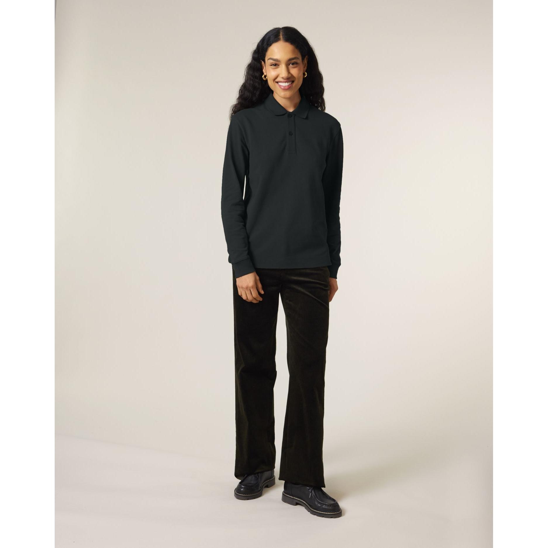 Tricou polo cu mânecă lungă Unisex Prepster 2.0 Black XXL