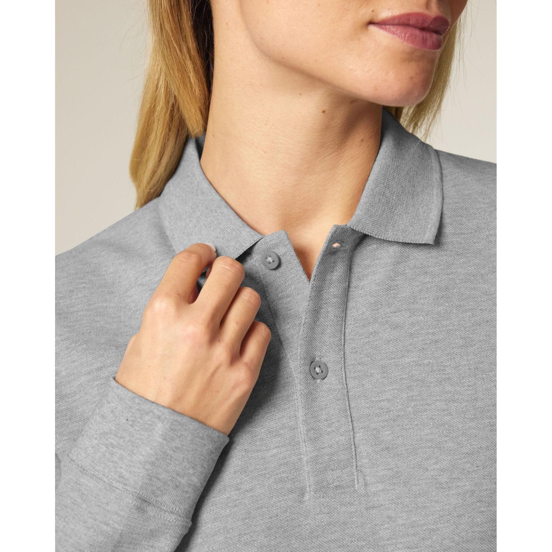 Tricou polo cu mânecă lungă Unisex Prepster 2.0 Heather Grey L