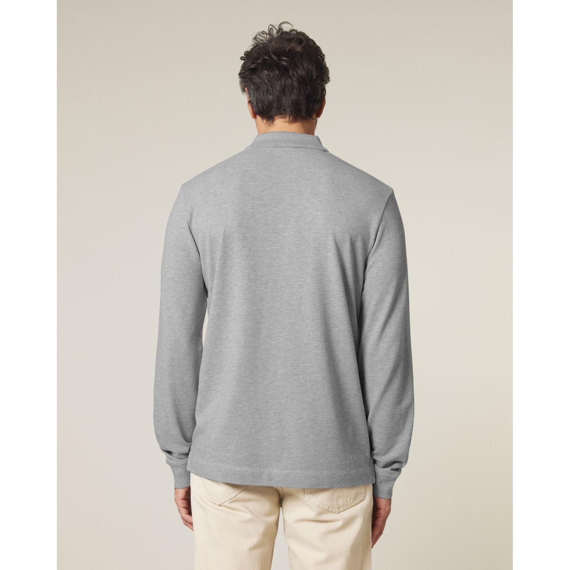 Tricou polo cu mânecă lungă Unisex Prepster 2.0 Heather Grey L