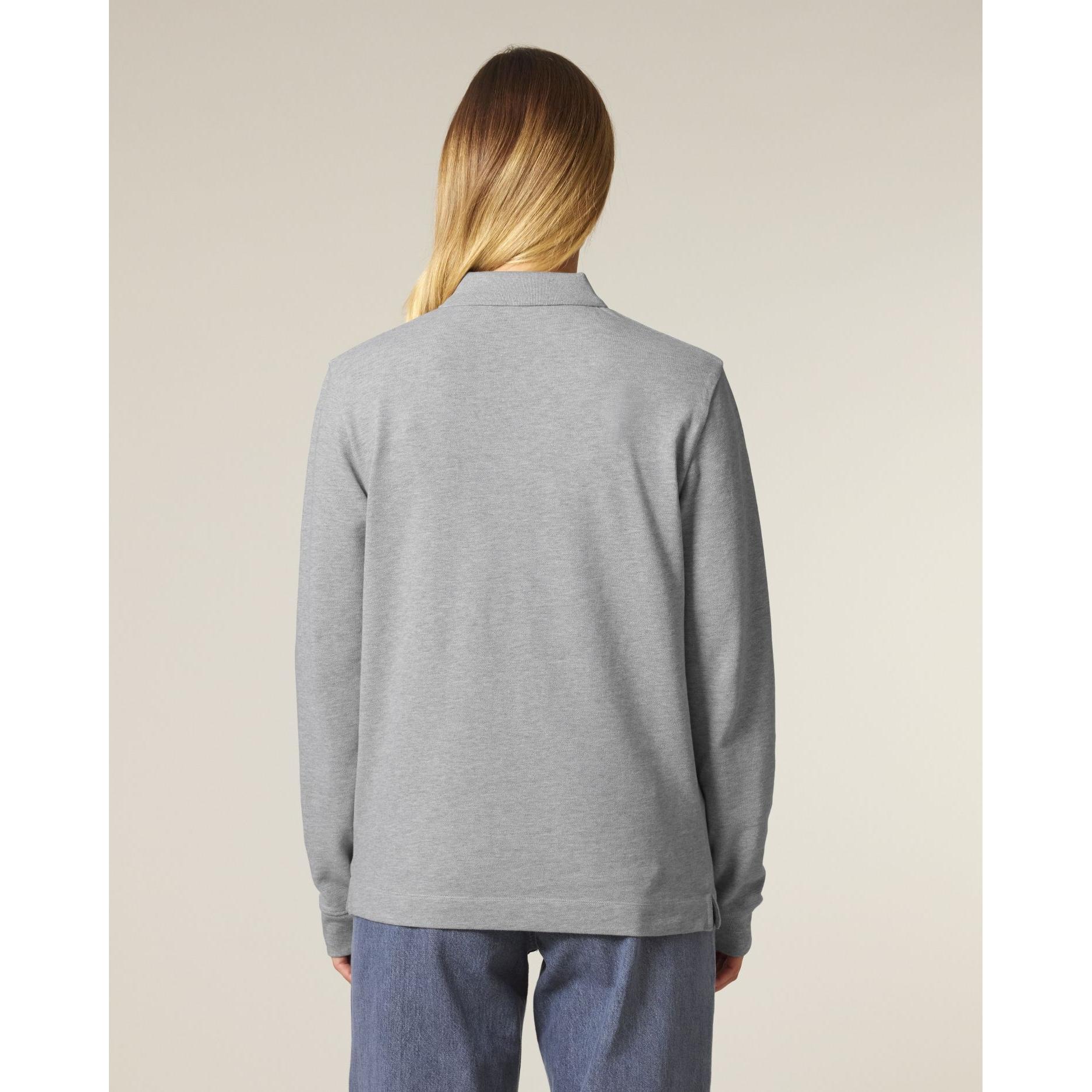 Tricou polo cu mânecă lungă Unisex Prepster 2.0 Heather Grey L