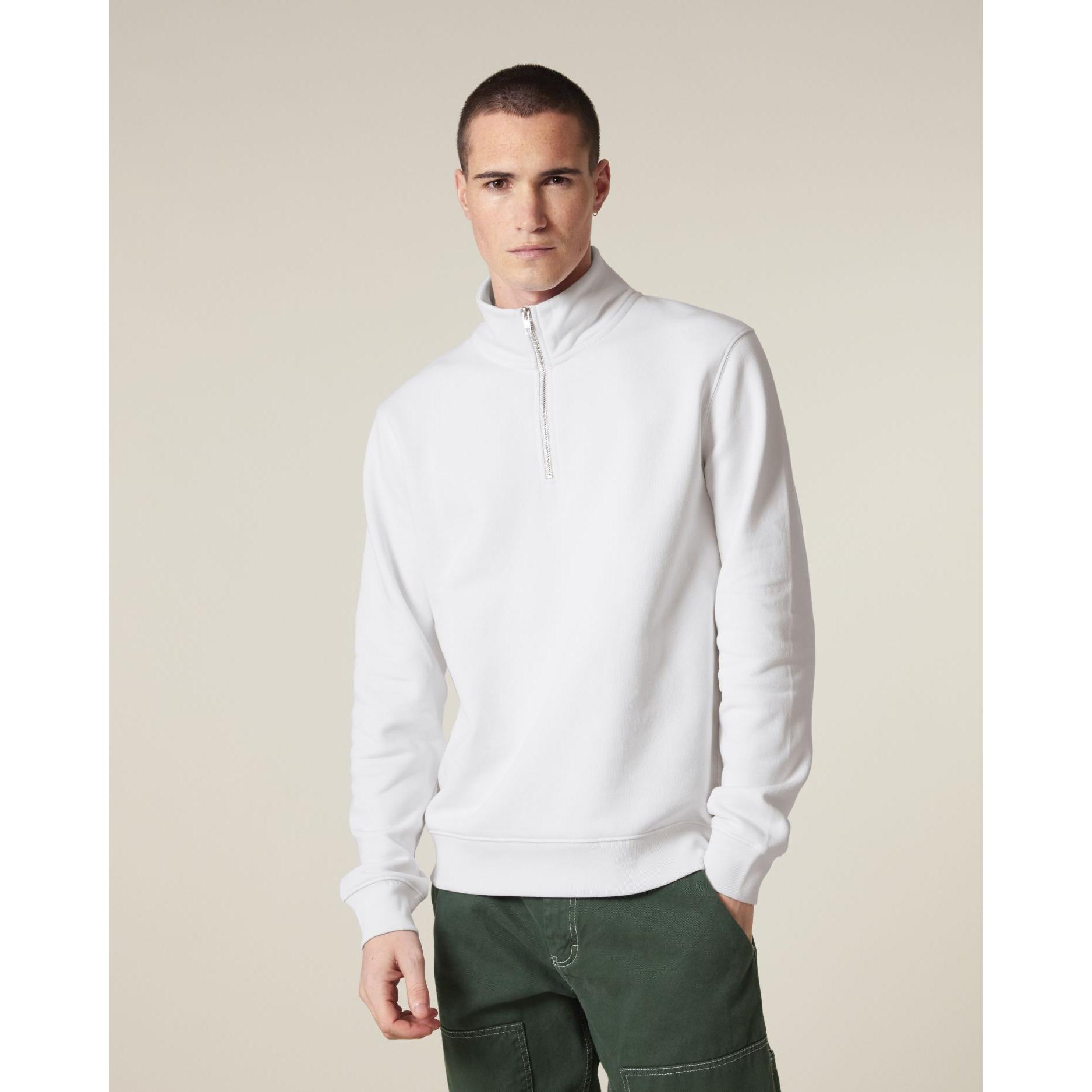 Bluză unisex cu fermoar 1/4 Trucker 2.0 White L