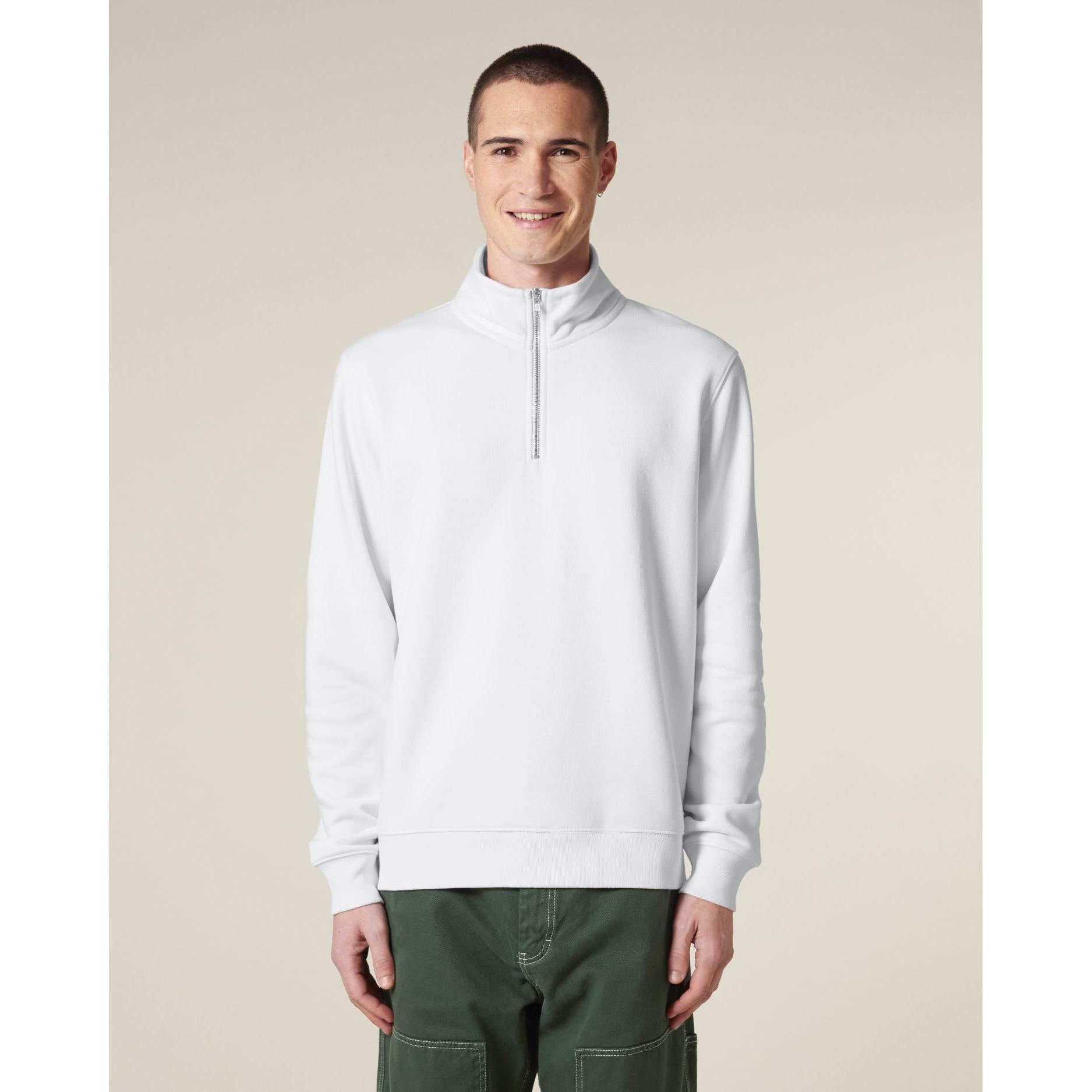 Bluză unisex cu fermoar 1/4 Trucker 2.0 White L