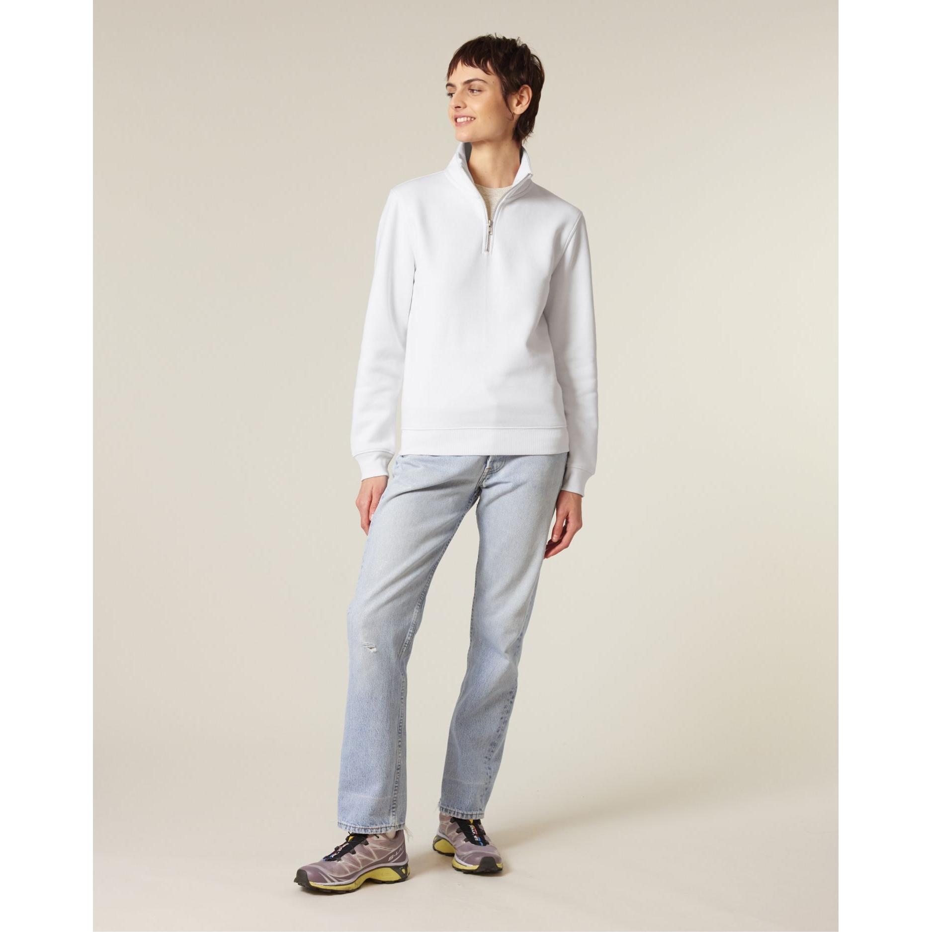 Bluză unisex cu fermoar 1/4 Trucker 2.0 White L