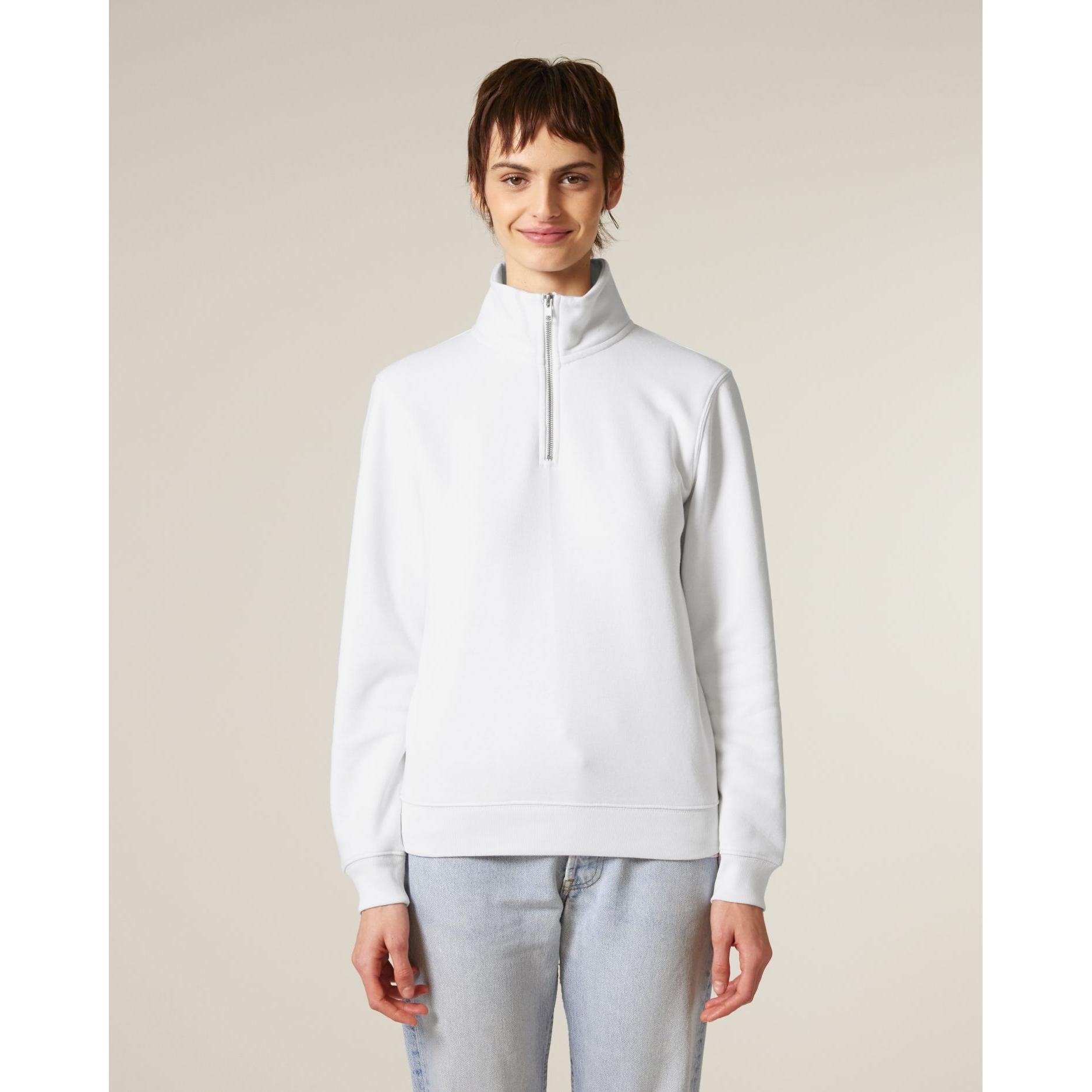 Bluză unisex cu fermoar 1/4 Trucker 2.0 White L