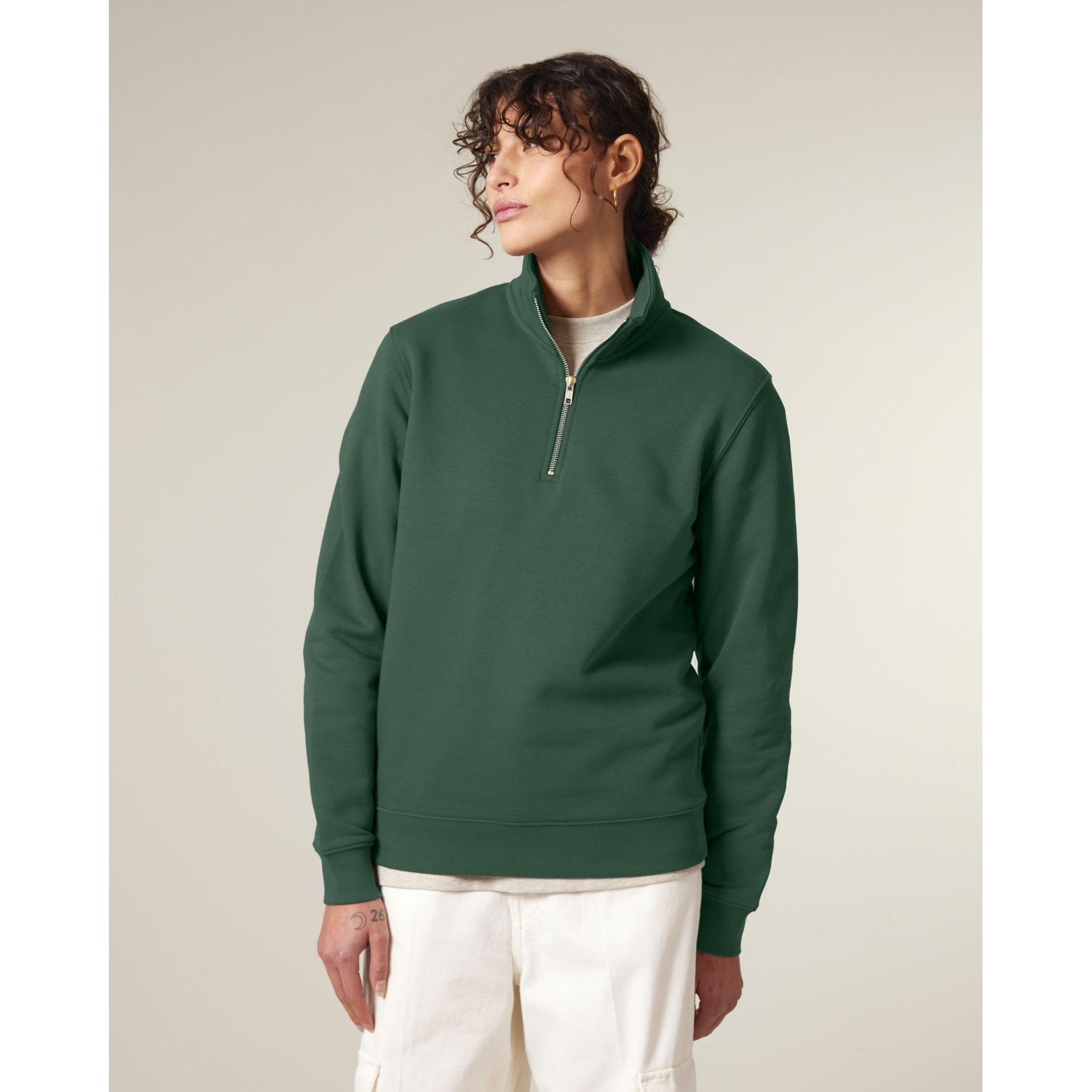 Bluză unisex cu fermoar 1/4 Trucker 2.0 Bottle Green L