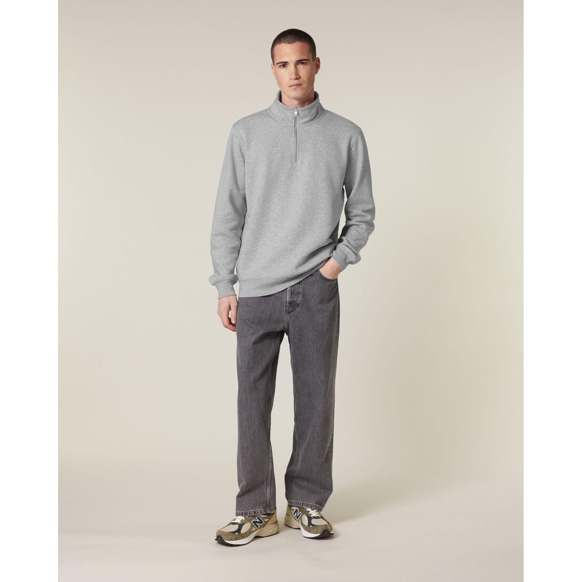 Bluză unisex cu fermoar 1/4 Trucker 2.0 Heather Grey 5XL