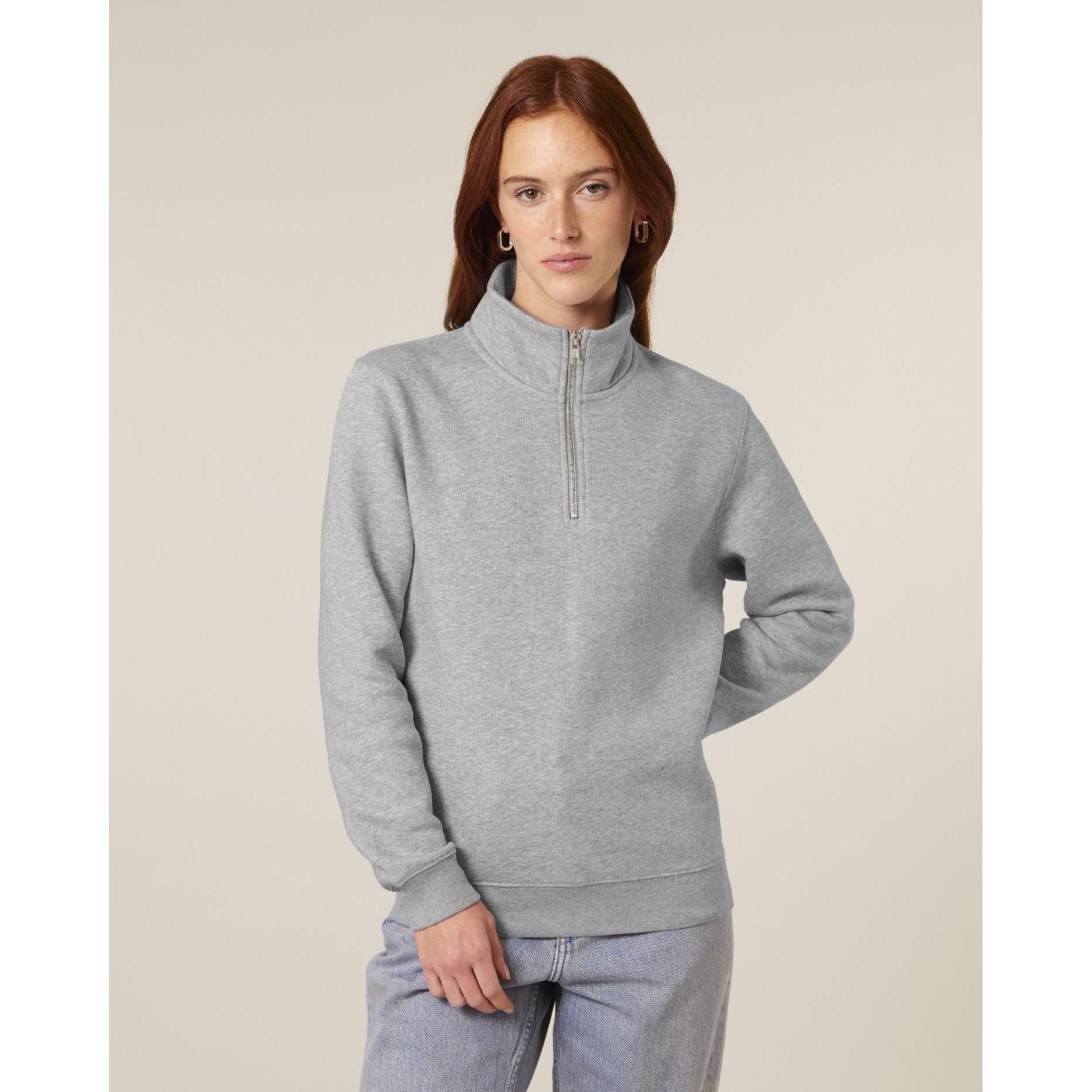 Bluză unisex cu fermoar 1/4 Trucker 2.0 Heather Grey 5XL