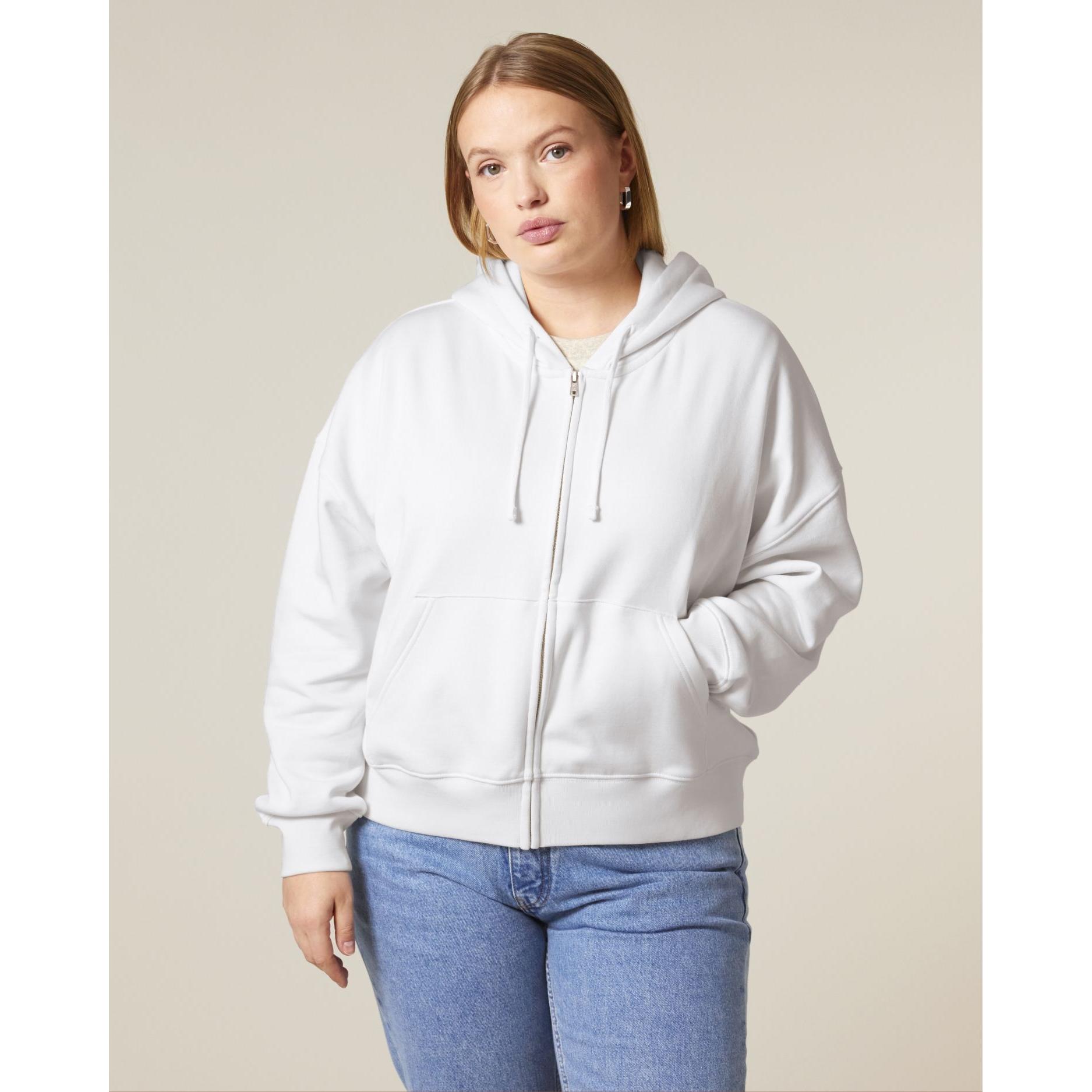 Hanorac cu fermoar pentru femei Stella Ida White XL