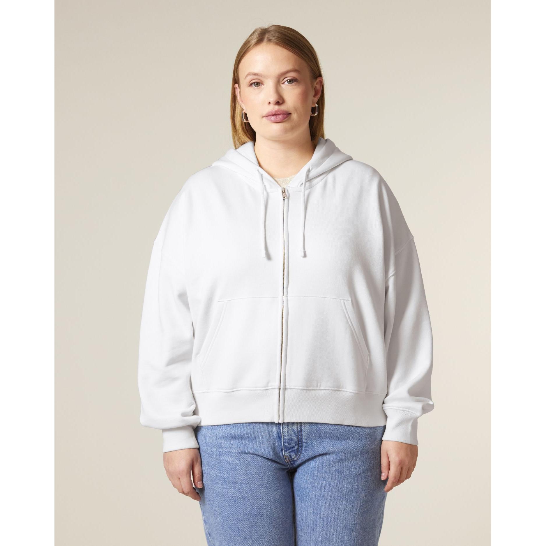 Hanorac cu fermoar pentru femei Stella Ida White XL