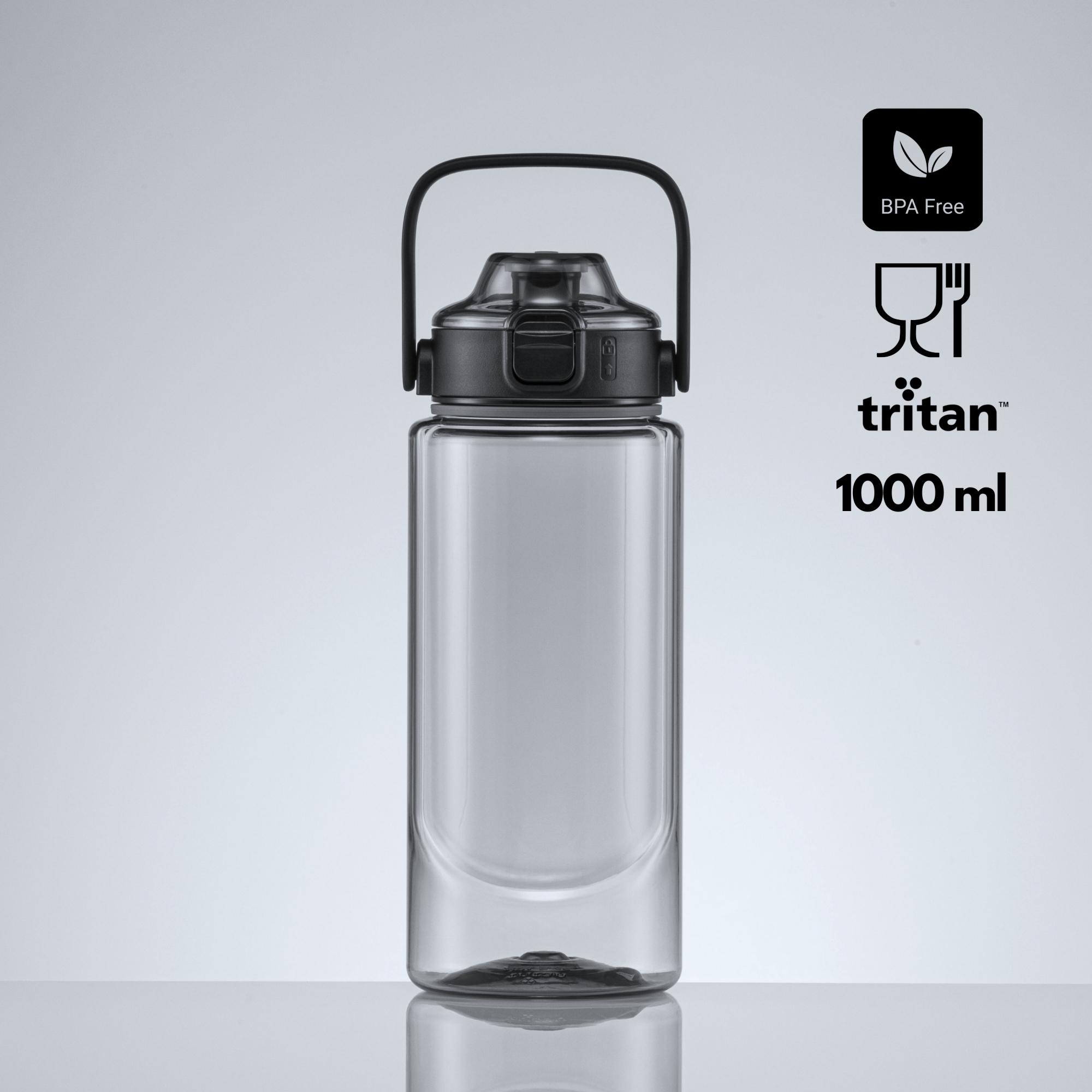 Sticlă de apă din Tritan™, tip doză, 1000 ml, NEON Negru