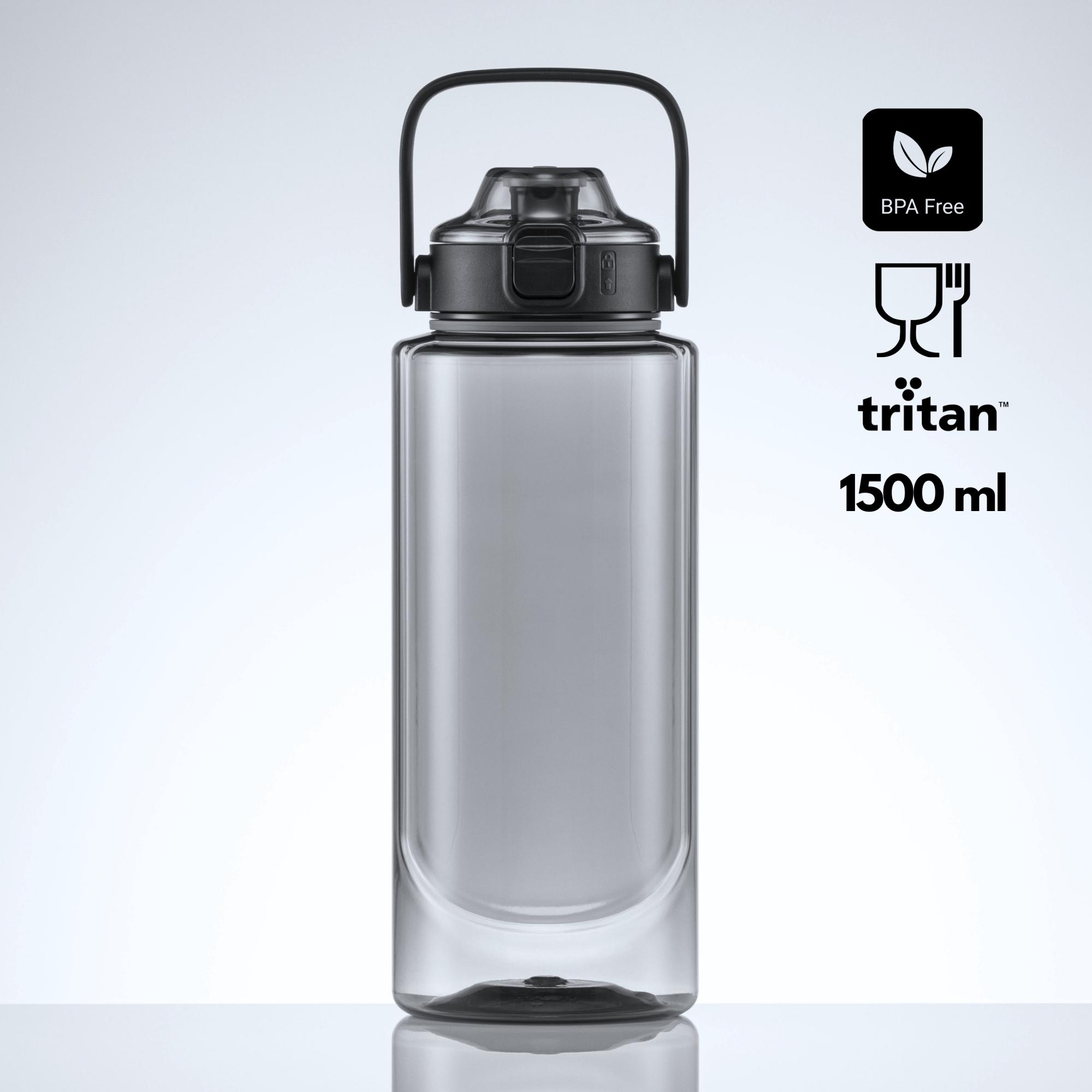 Sticlă de apă din Tritan™, tip doză, 1500 ml, NEON Negru