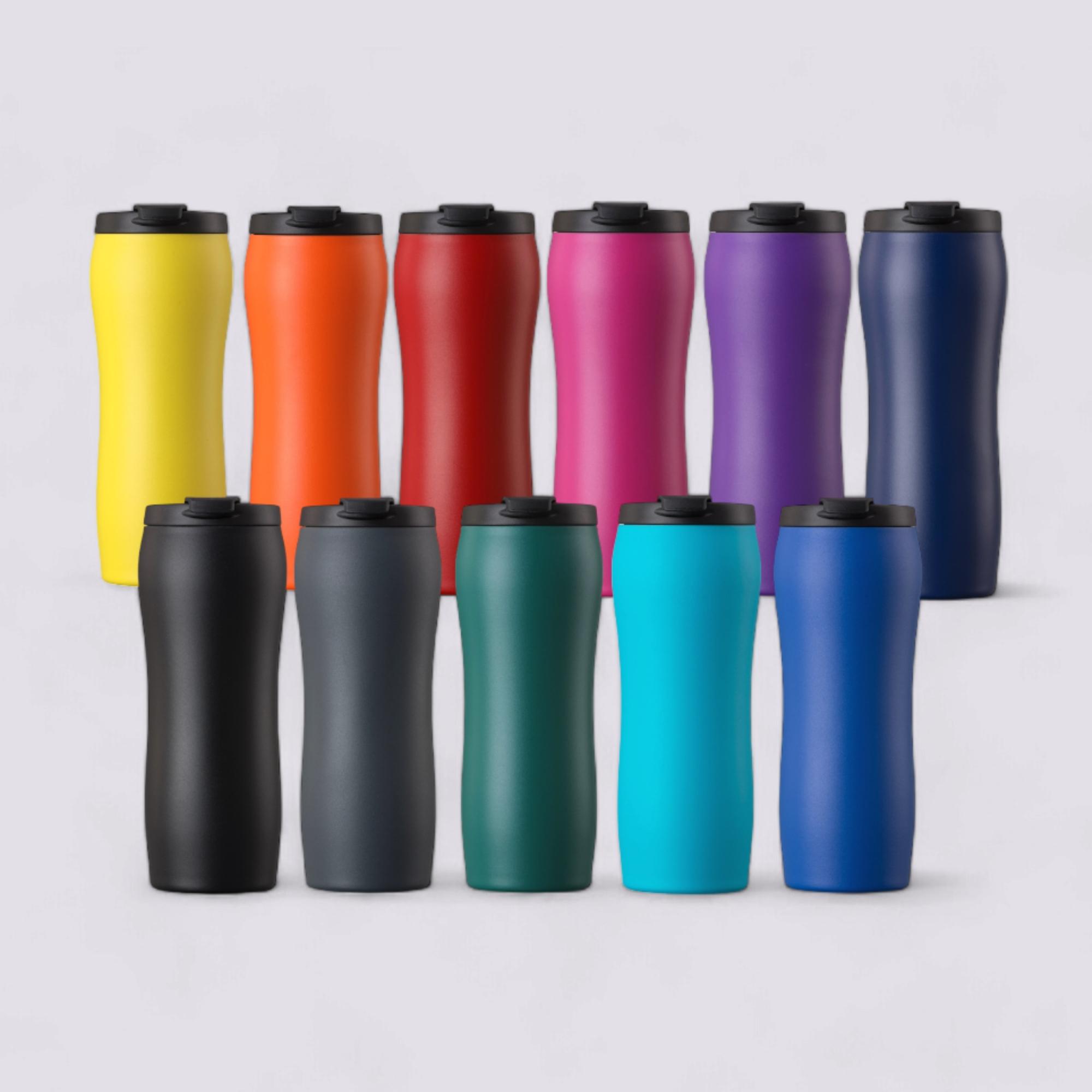 Set cană termică și sticlă de oțel PRIMO Negru Negru