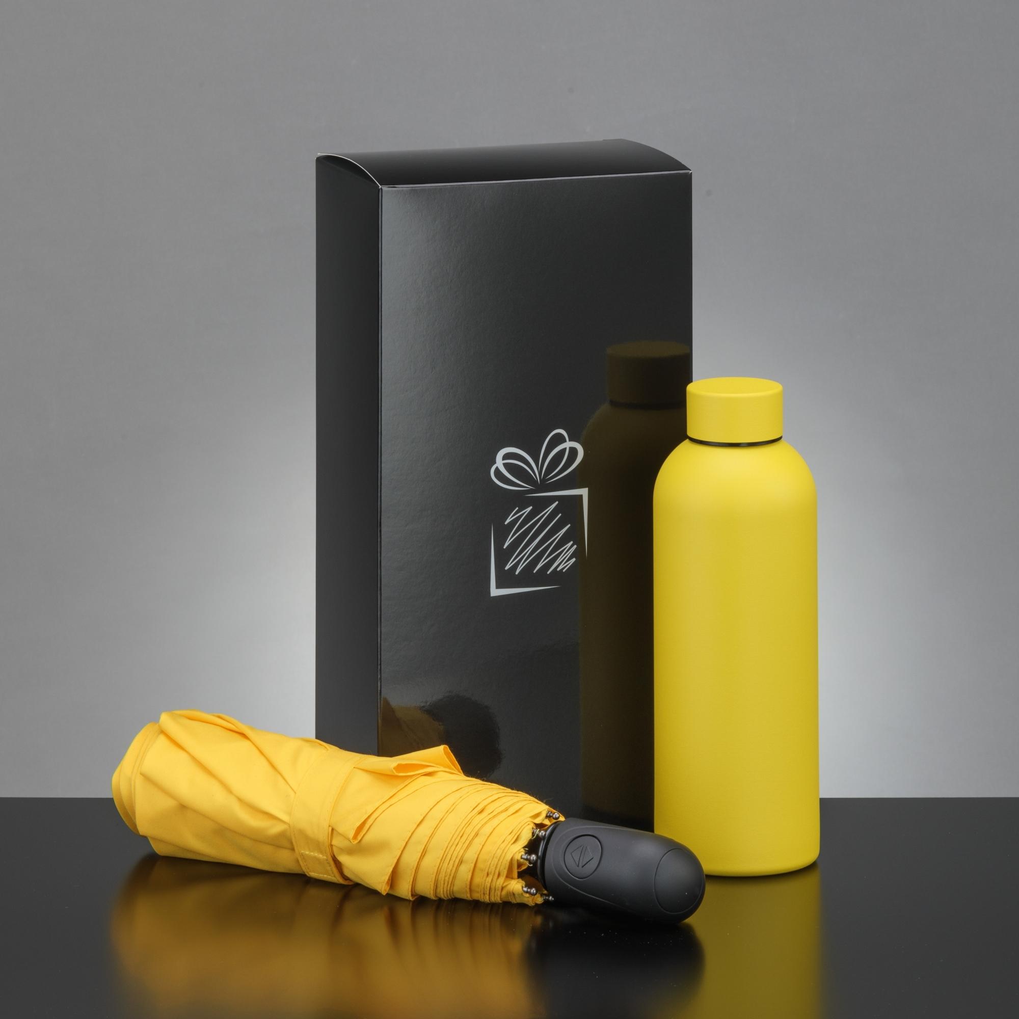Set sticlă termică și umbrelă automată Active Set Galben Galben
