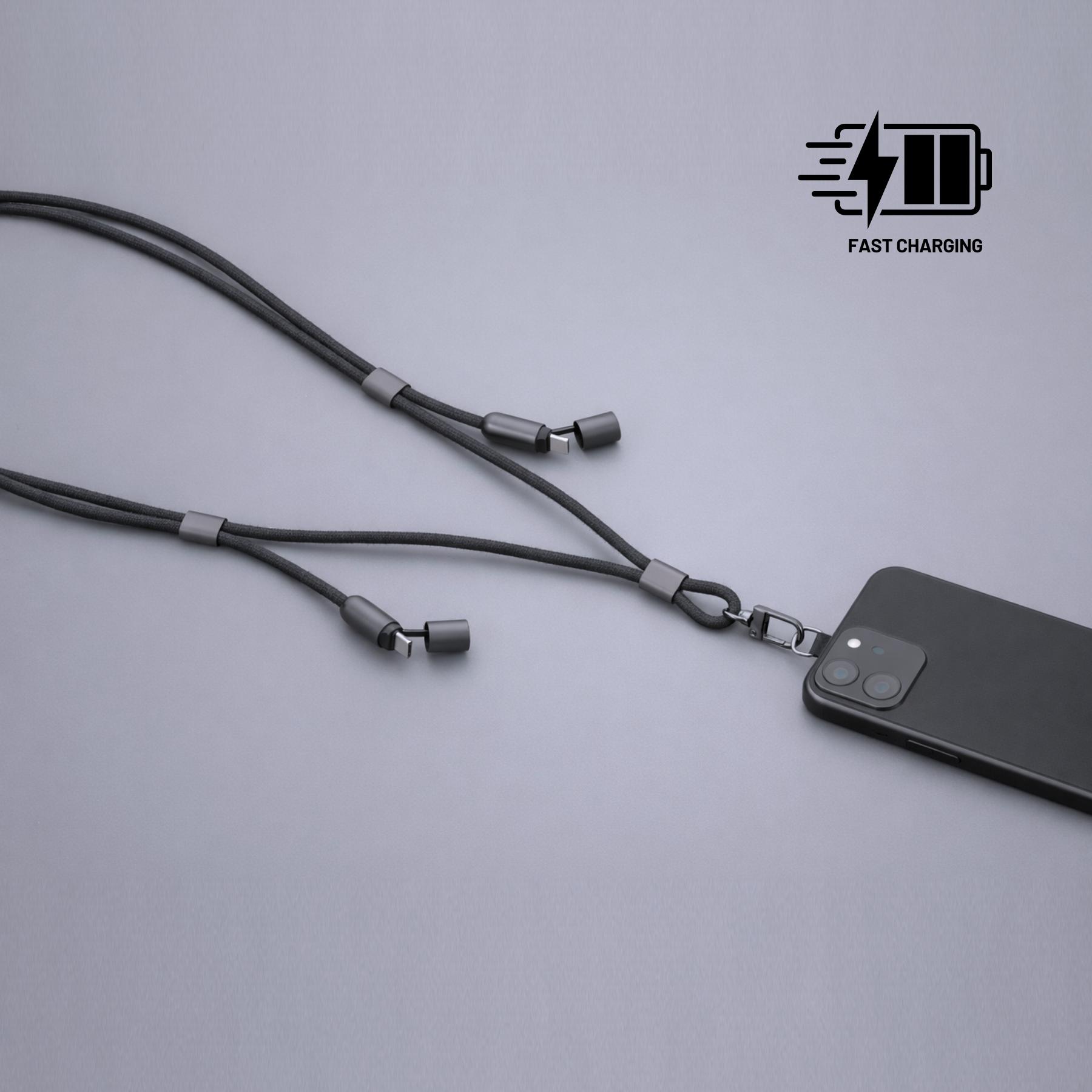 Cablu magnetic USB-C la USB-C tip lanyard Opti Pro Series Magnetic, 60W PD Negru