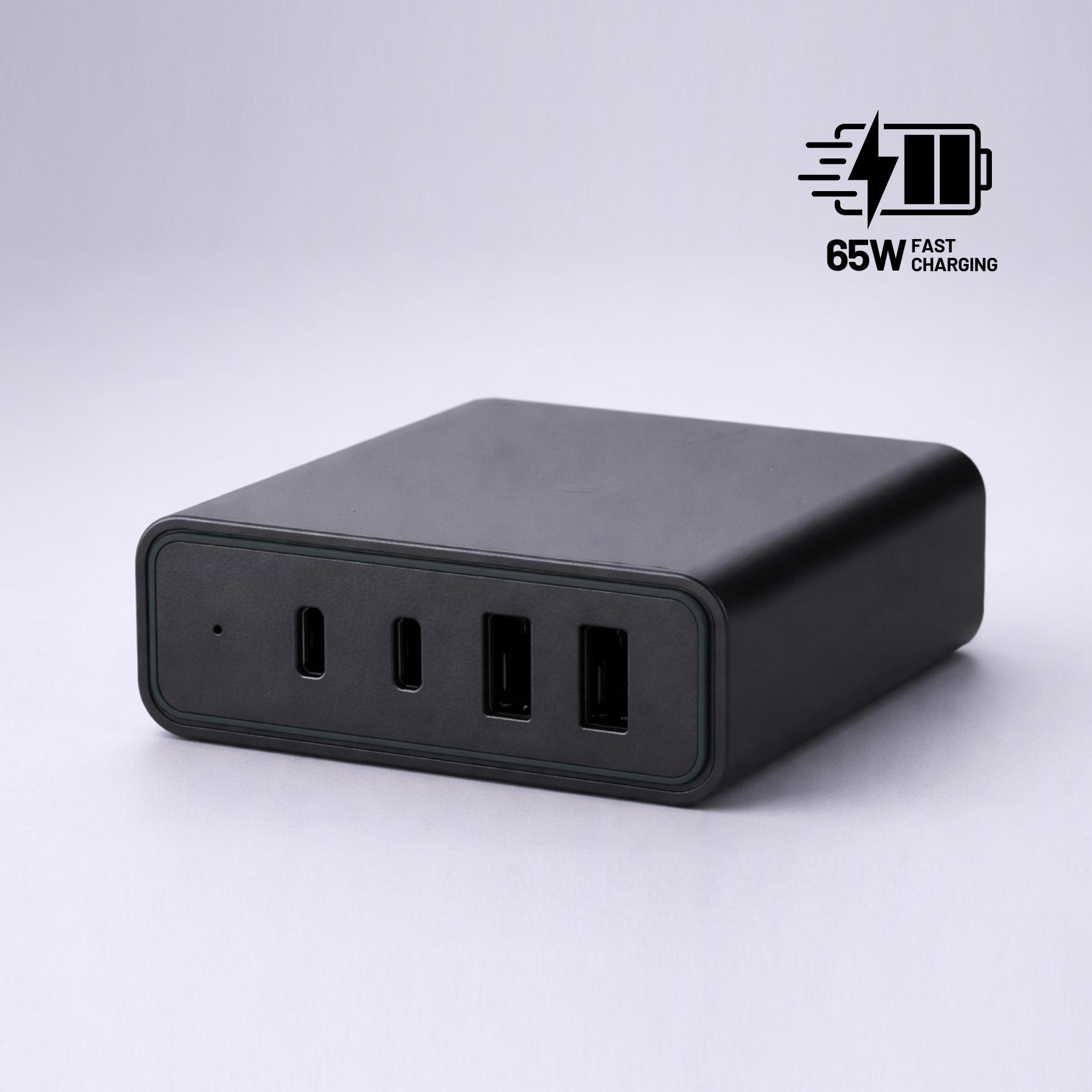 Încărcător de birou Opti Power GaN 65W (turn de încărcare cu 4 porturi)