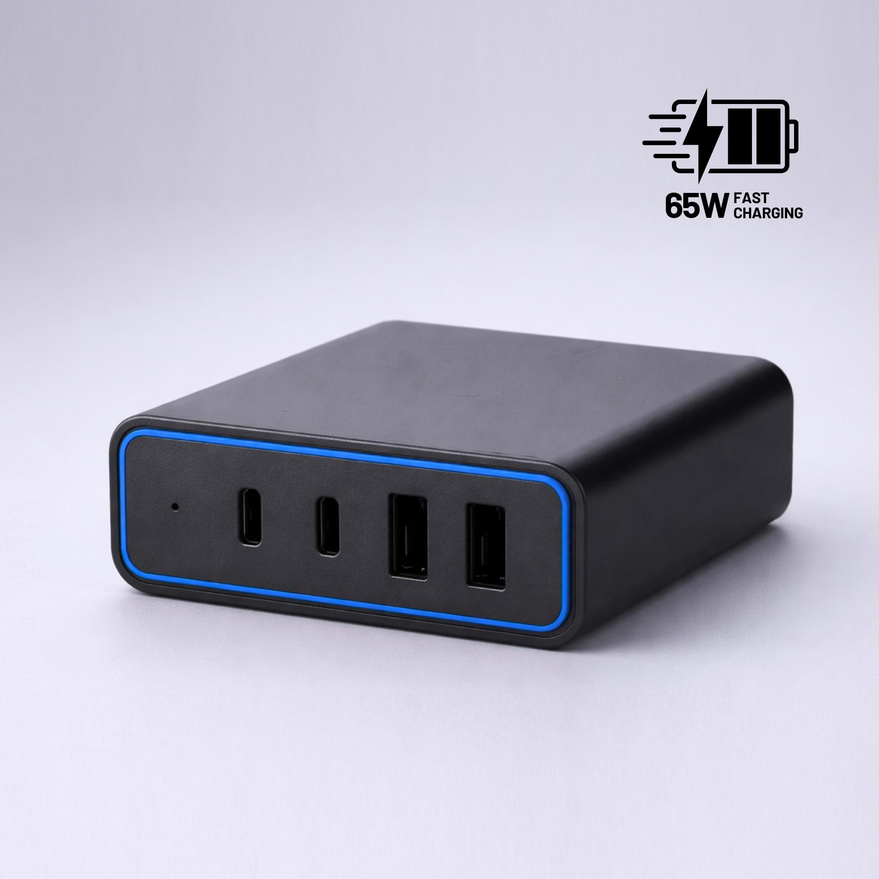 Încărcător de birou Opti Power GaN 65W (turn de încărcare cu 4 porturi)