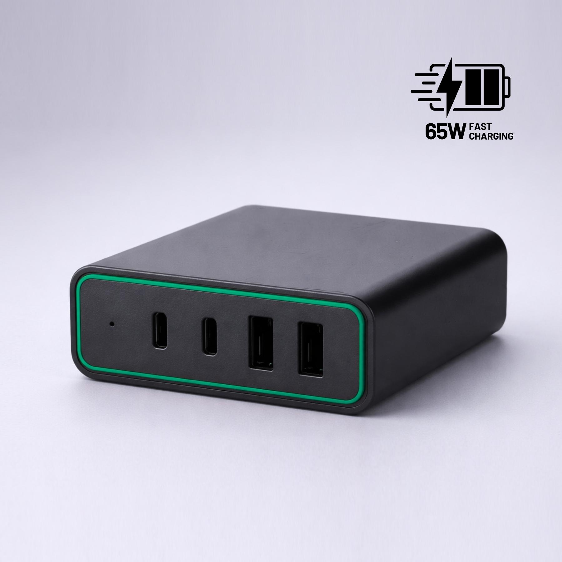 Încărcător de birou Opti Power GaN 65W (turn de încărcare cu 4 porturi)