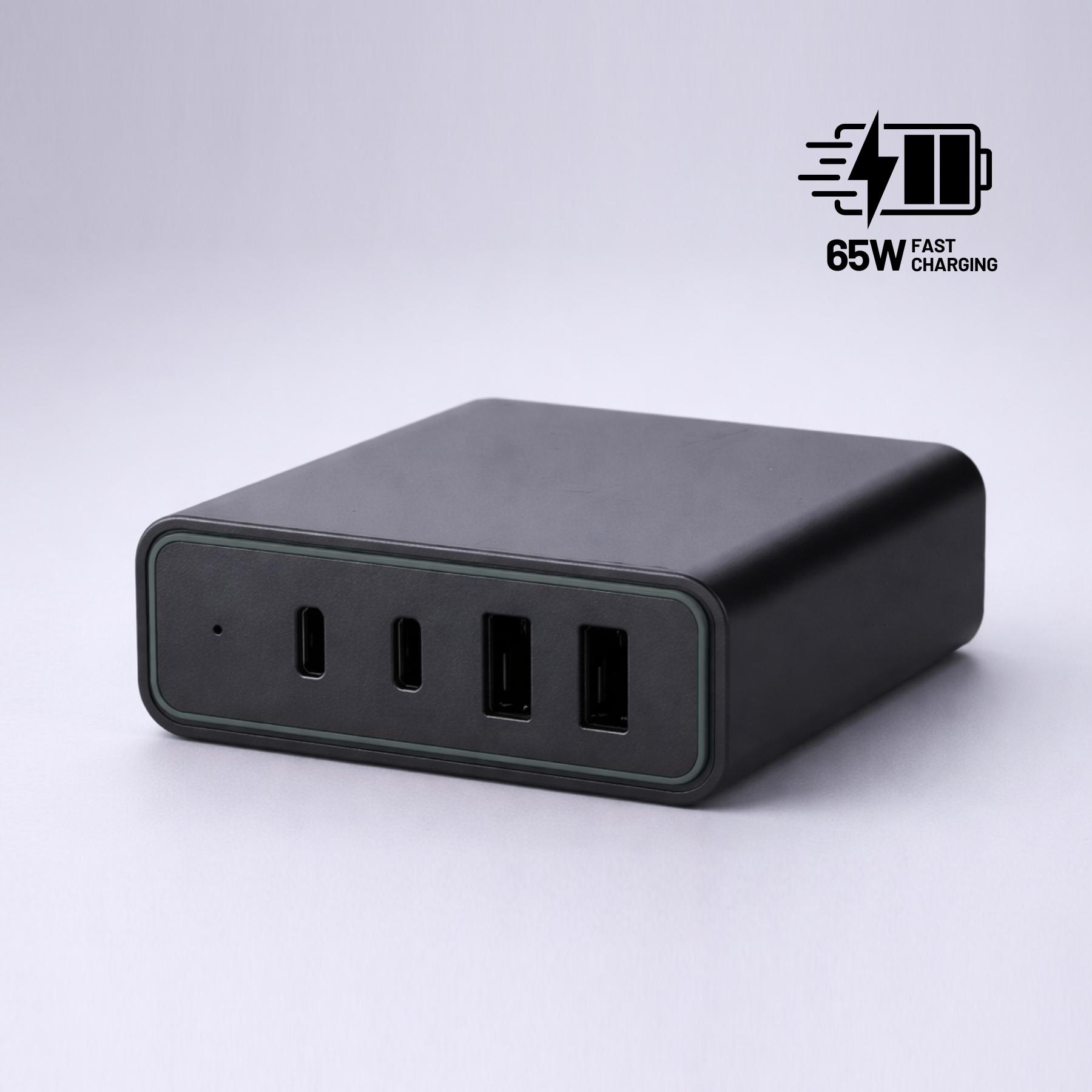 Încărcător de birou Opti Power GaN 65W (turn de încărcare cu 4 porturi)
