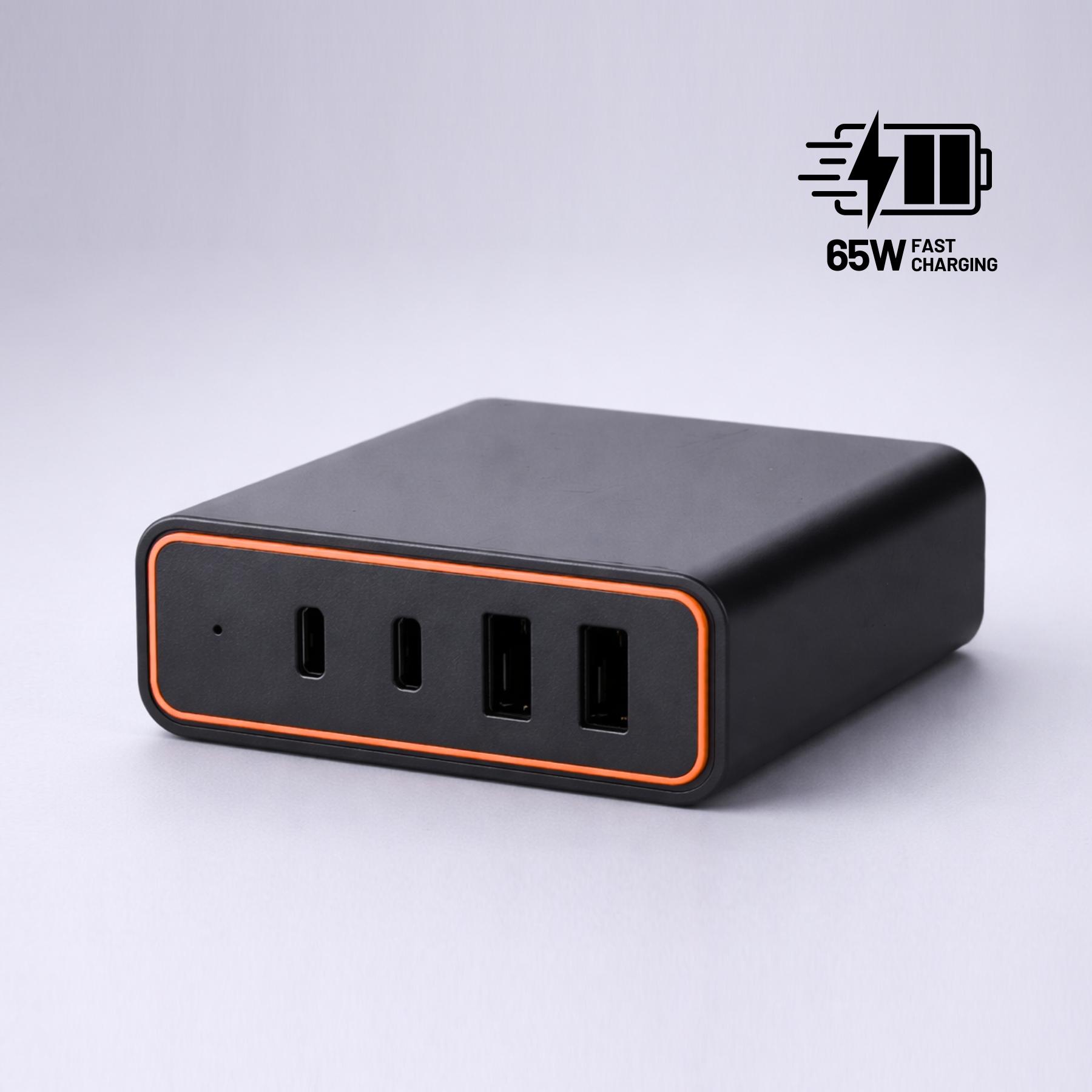 Încărcător de birou Opti Power GaN 65W (turn de încărcare cu 4 porturi)
