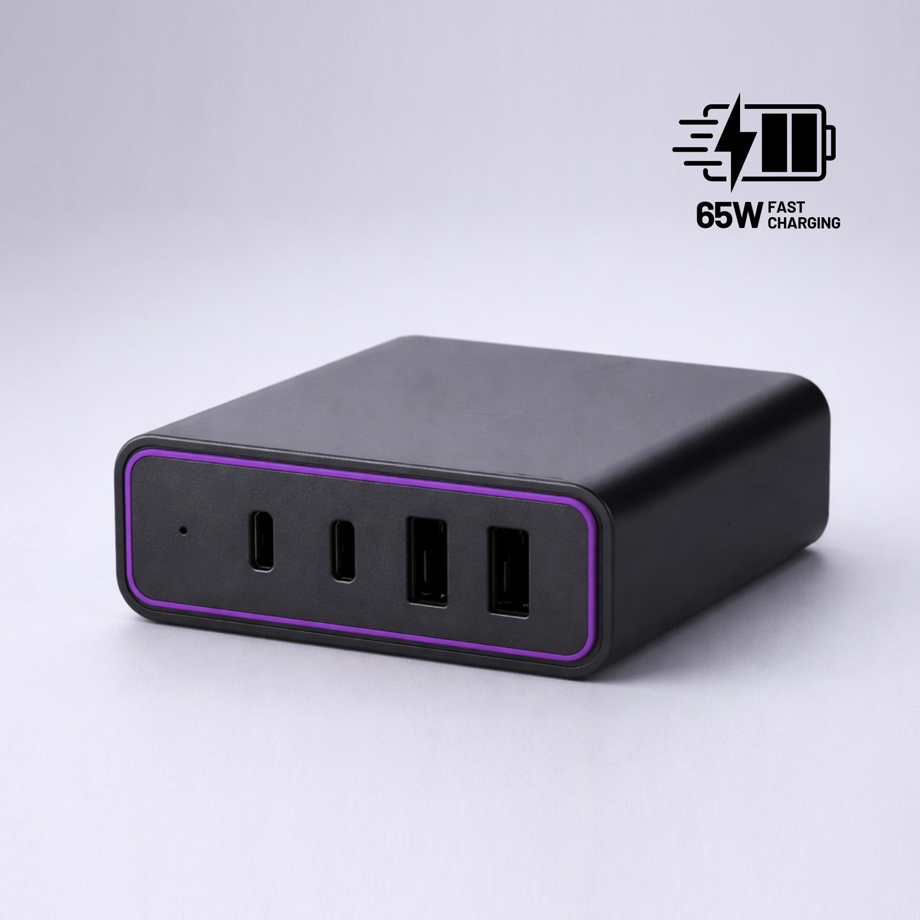 Încărcător de birou Opti Power GaN 65W (turn de încărcare cu 4 porturi)