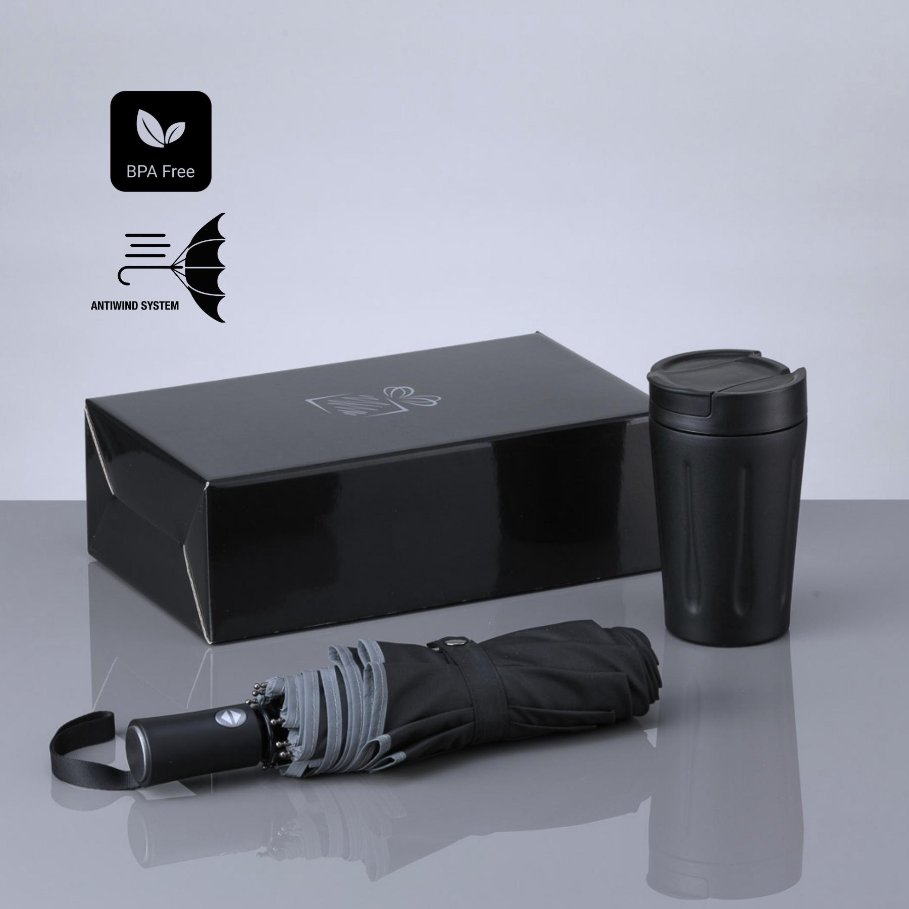 Set Travel: cană termică 350 ml și umbrelă automată
