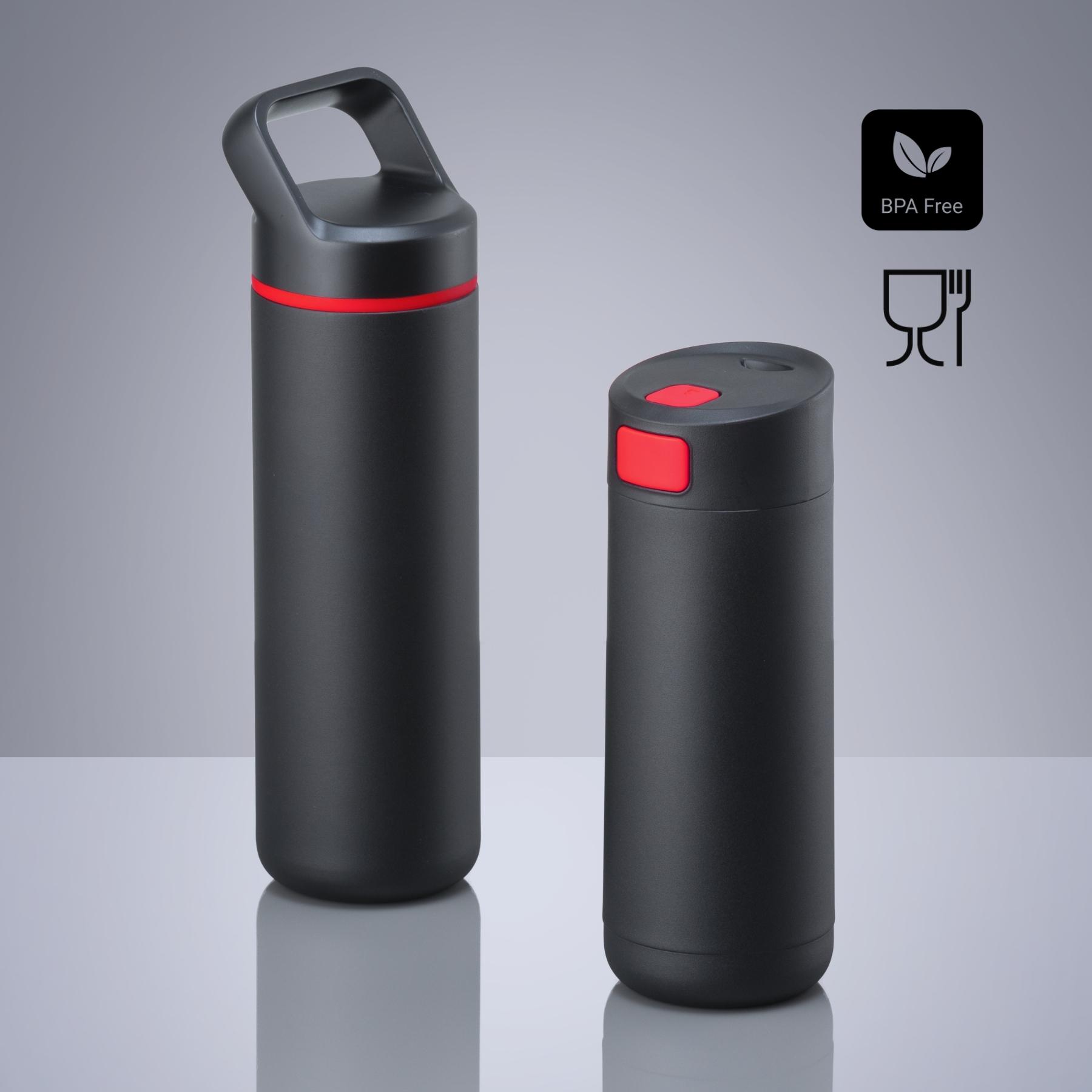 Set Expedition: cană de cafea 450 ml și sticlă din oțel 650 ml Rosu