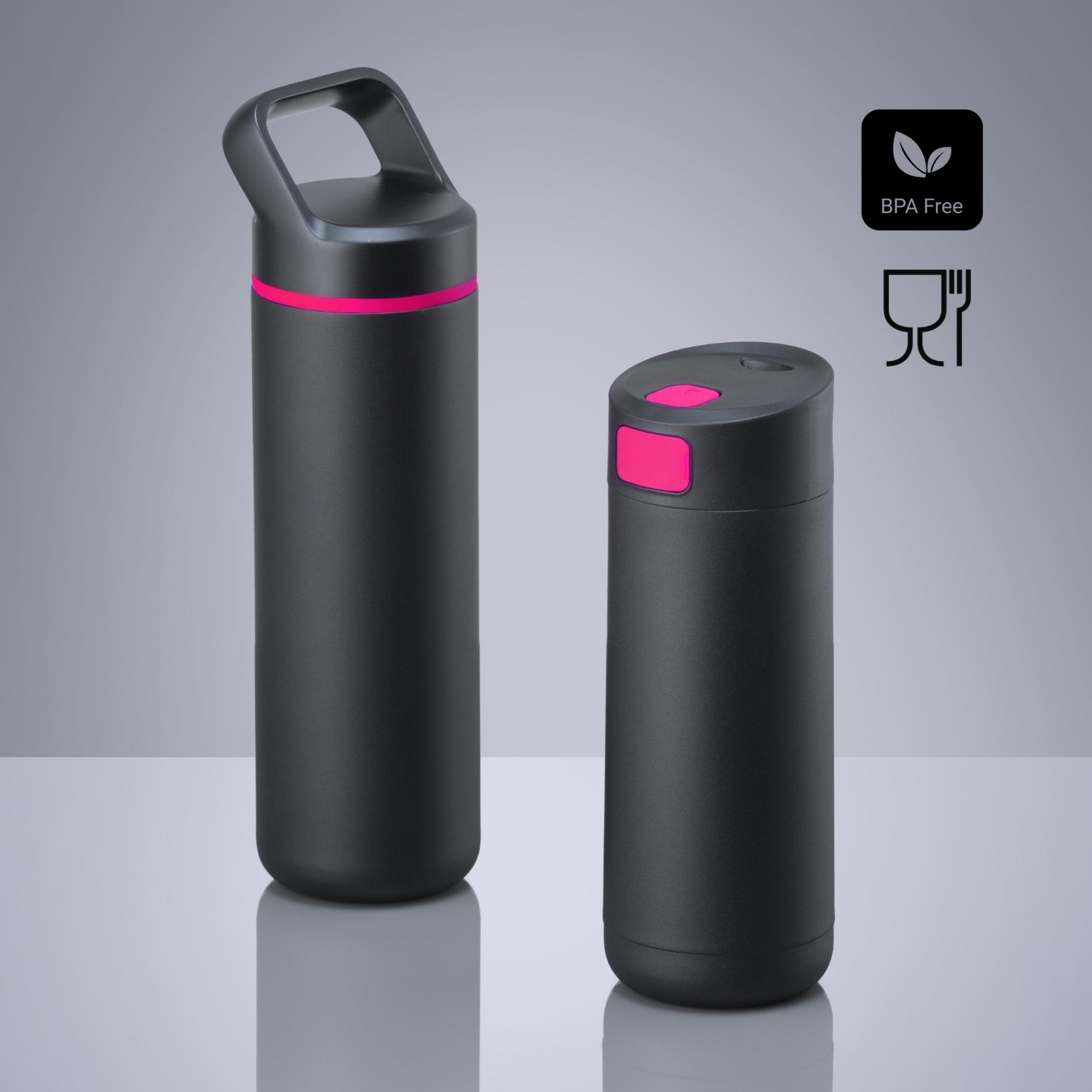 Set Expedition: cană de cafea 450 ml și sticlă din oțel 650 ml Roz