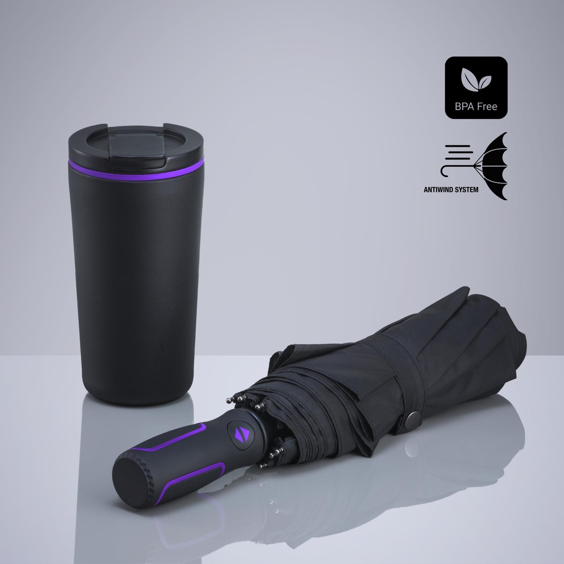 Set Travel: cană termică 370 ml și umbrelă automată