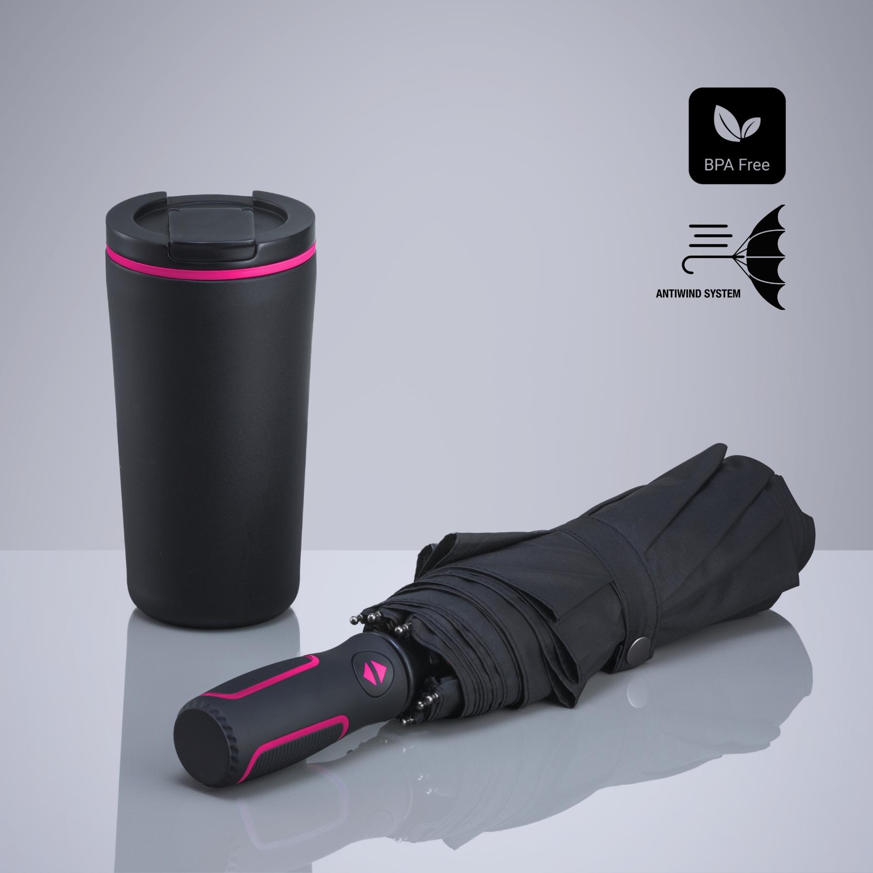 Set Travel: cană termică 370 ml și umbrelă automată