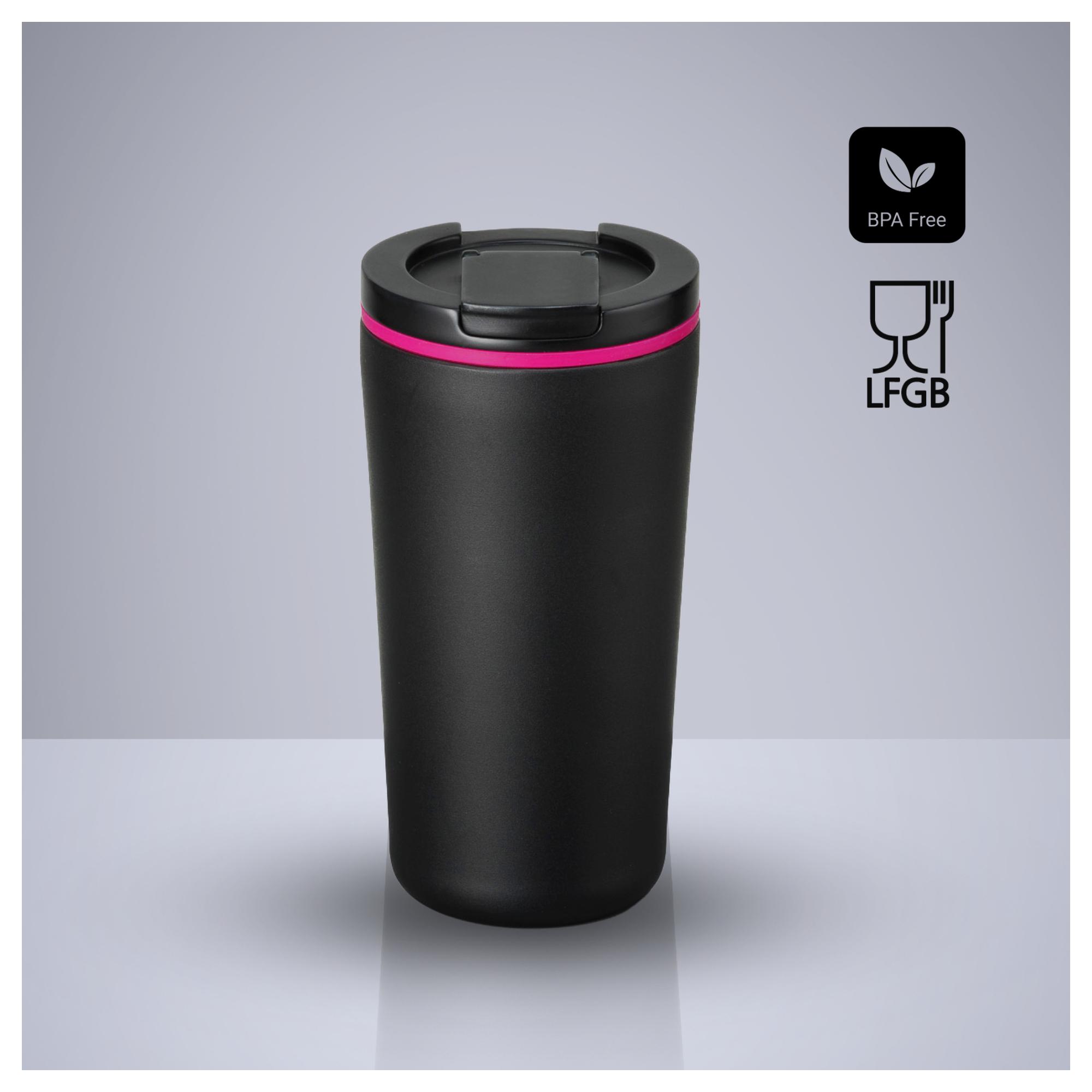 Set Travel: cană termică 370 ml și umbrelă automată Roz Roz