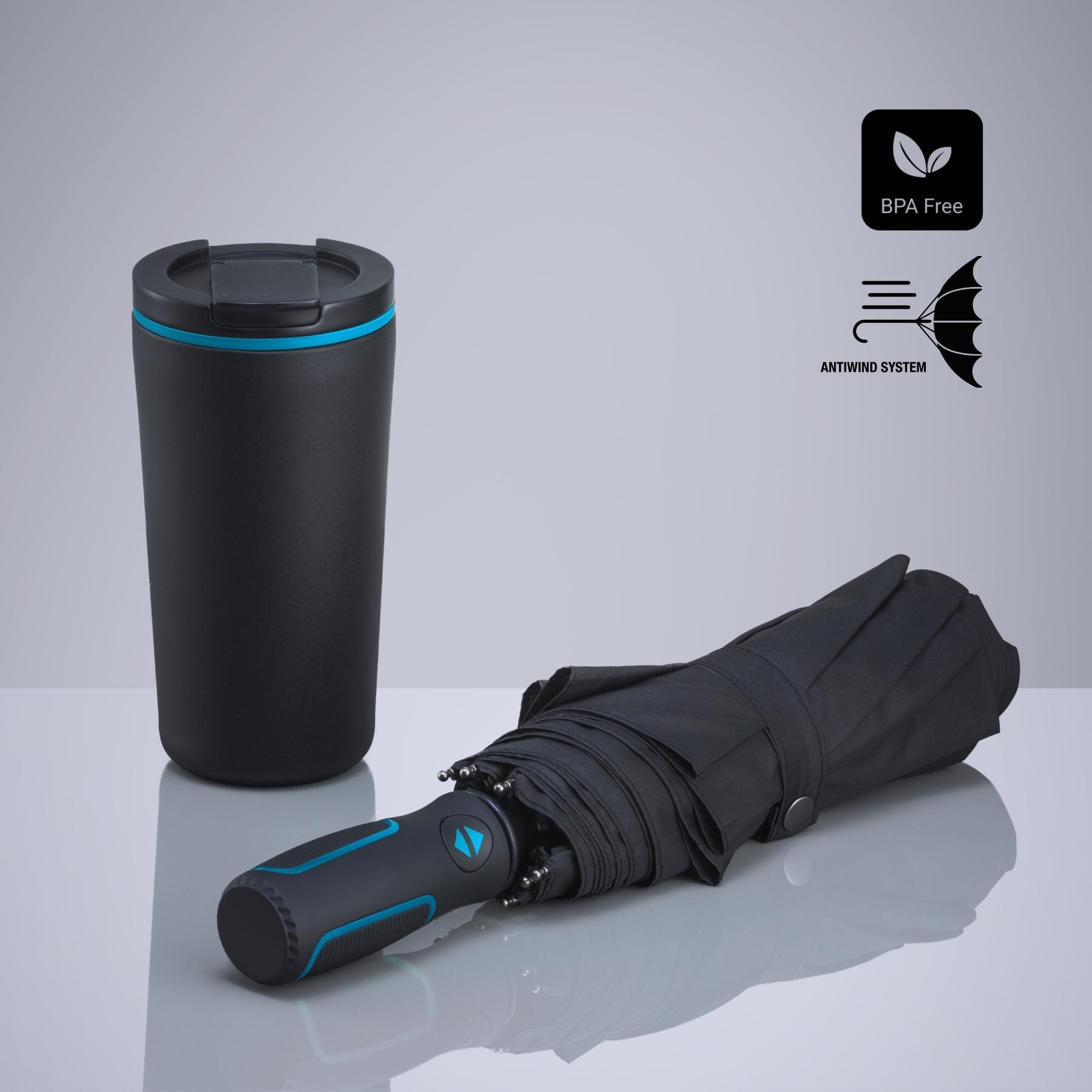 Set Travel: cană termică 370 ml și umbrelă automată